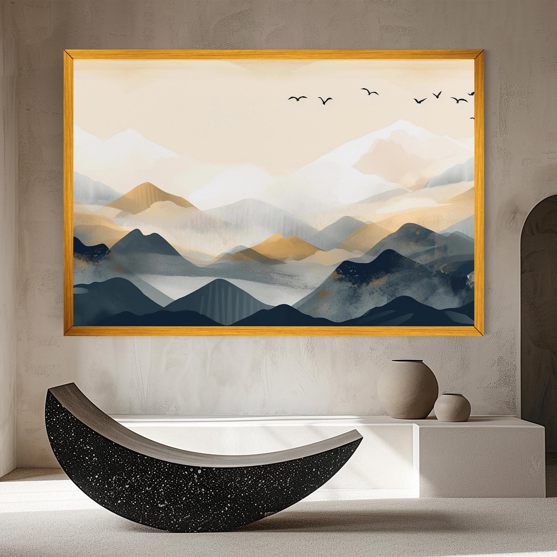 Leinwandbild Gold Foggy Blue mockup 8