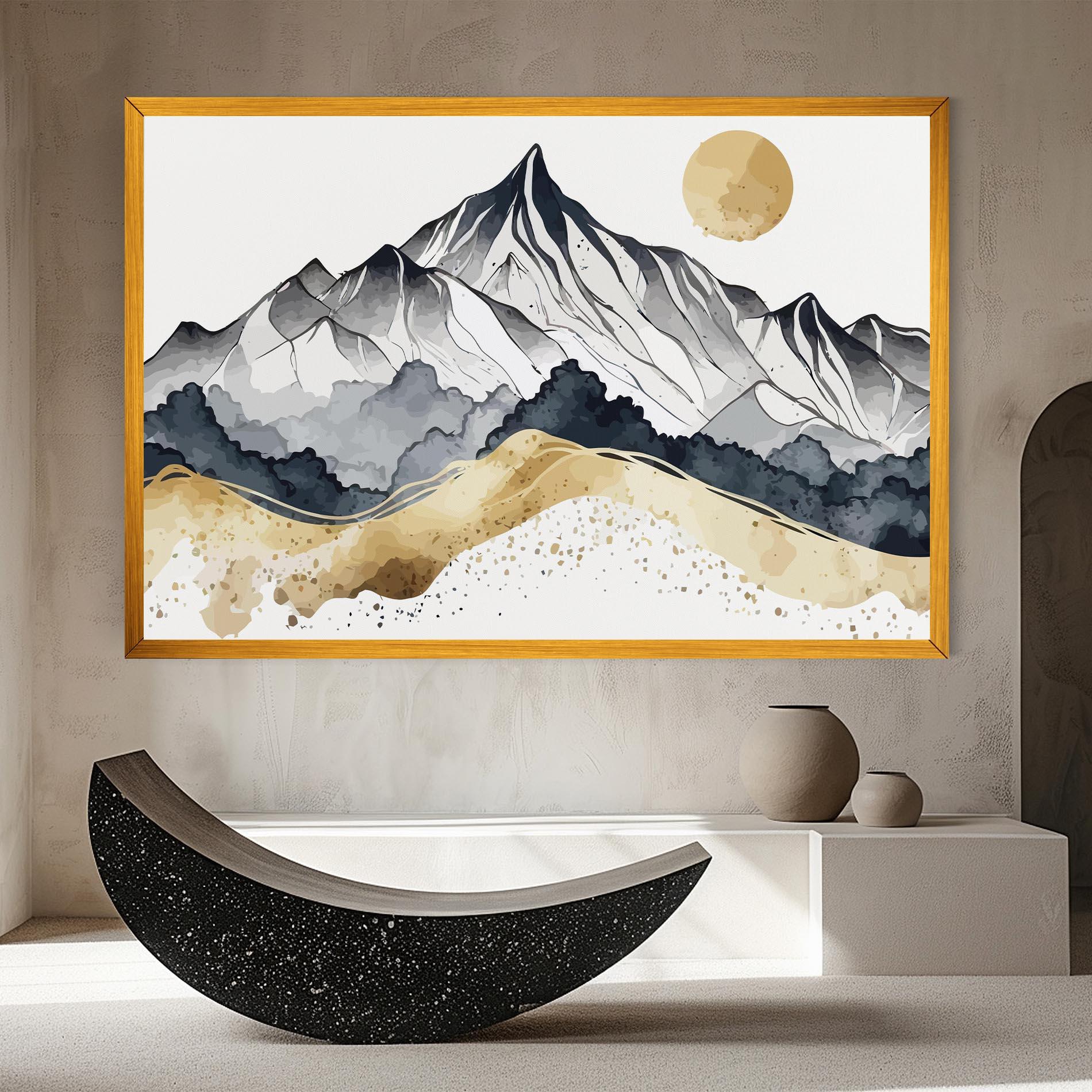 Leinwandbild Grey Gold Mountain mockup 8