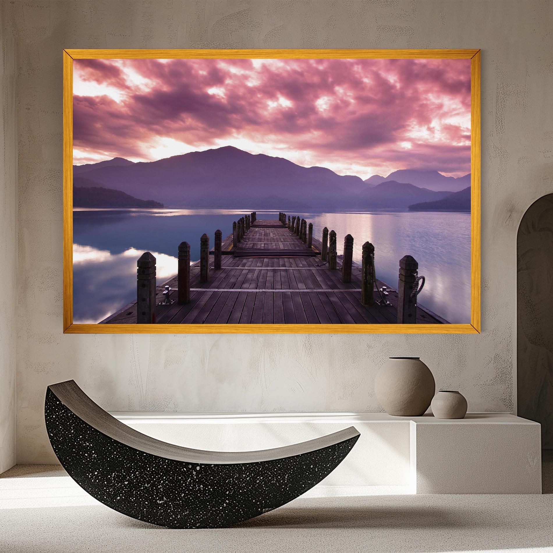 Leinwandbild Pink Sky Over The Lake mockup 8