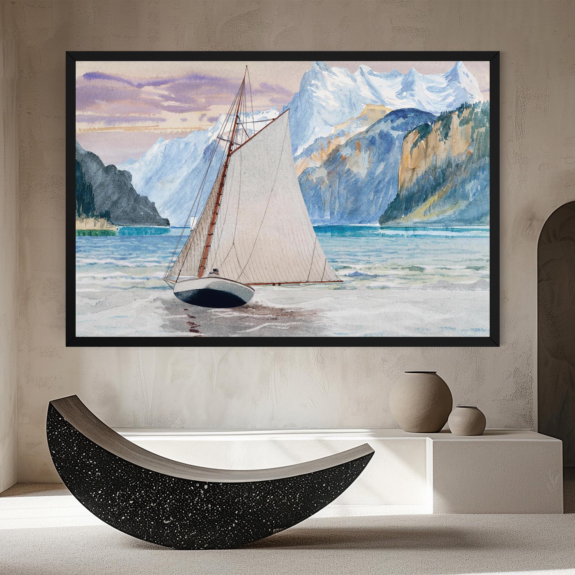 Leinwandbild Boat Mountain View mockup 8