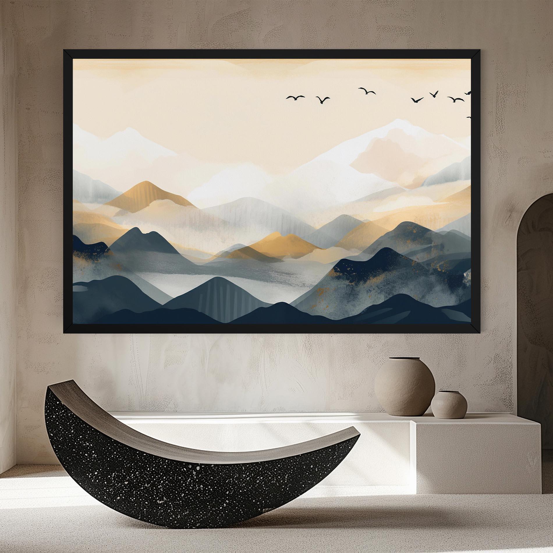 Leinwandbild Gold Foggy Blue mockup 8