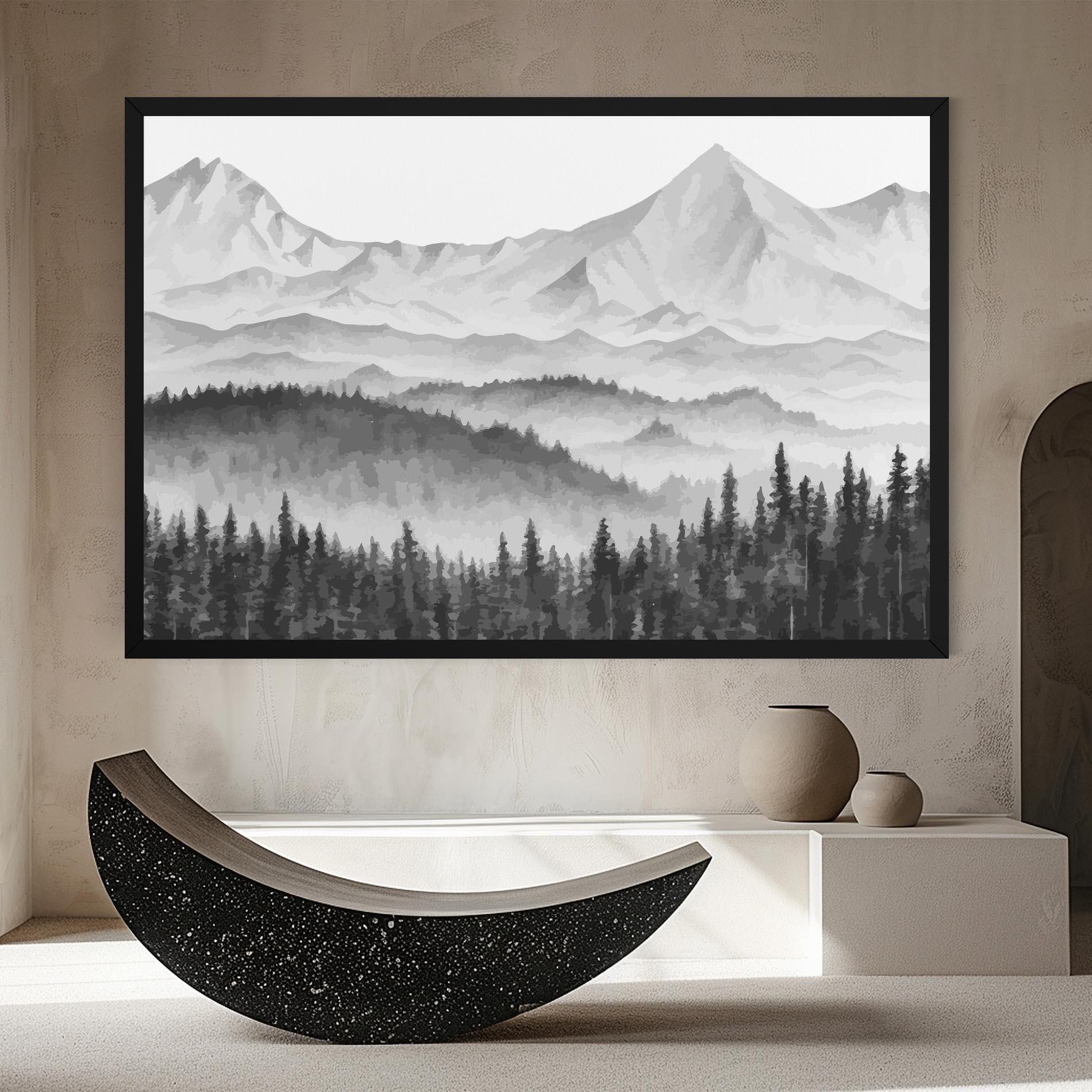 Leinwandbild Grey Mountain Drawing mockup 8