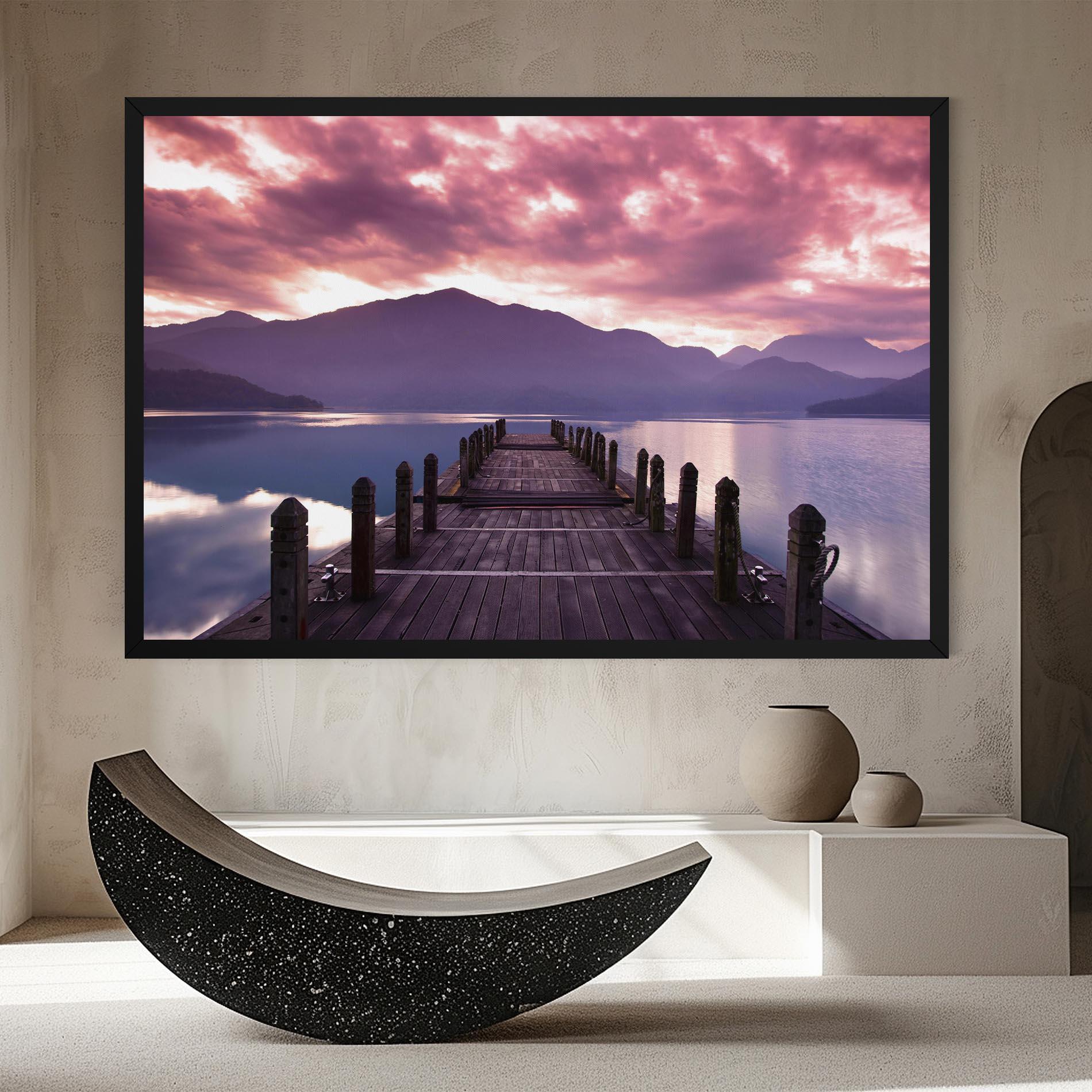 Leinwandbild Pink Sky Over The Lake mockup 8