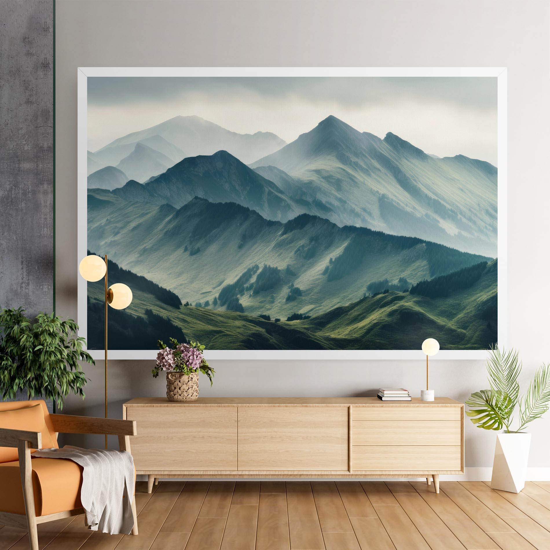 Leinwandbild Amazing Foggy Mountain mockup 9