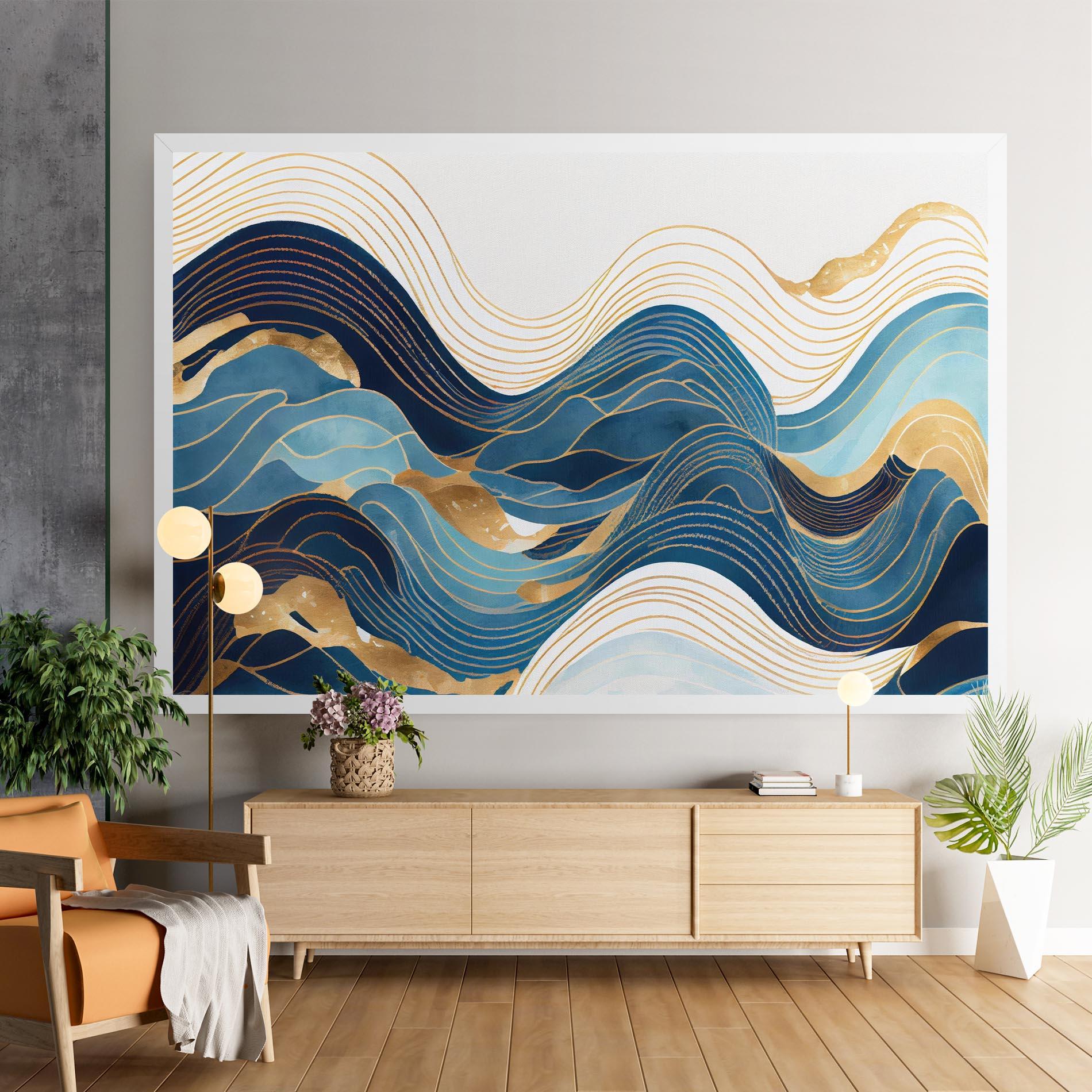 Leinwandbild Blue Wave Mountain mockup 9