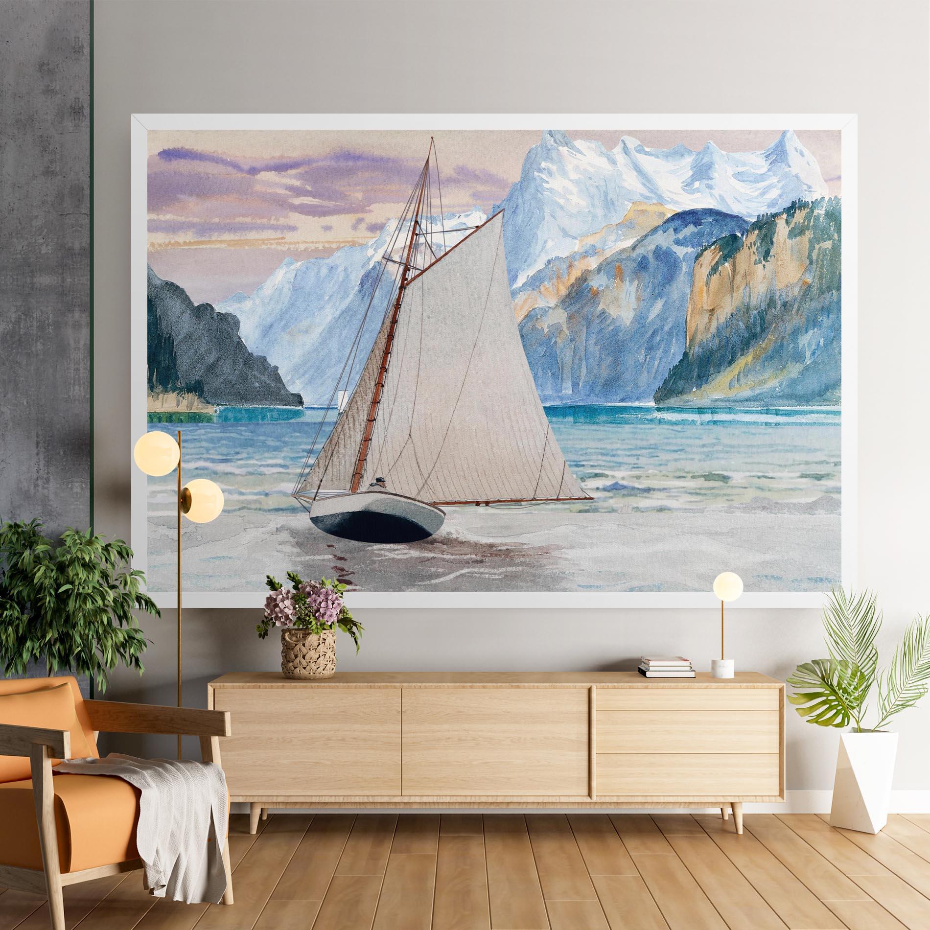 Leinwandbild Boat Mountain View mockup 9