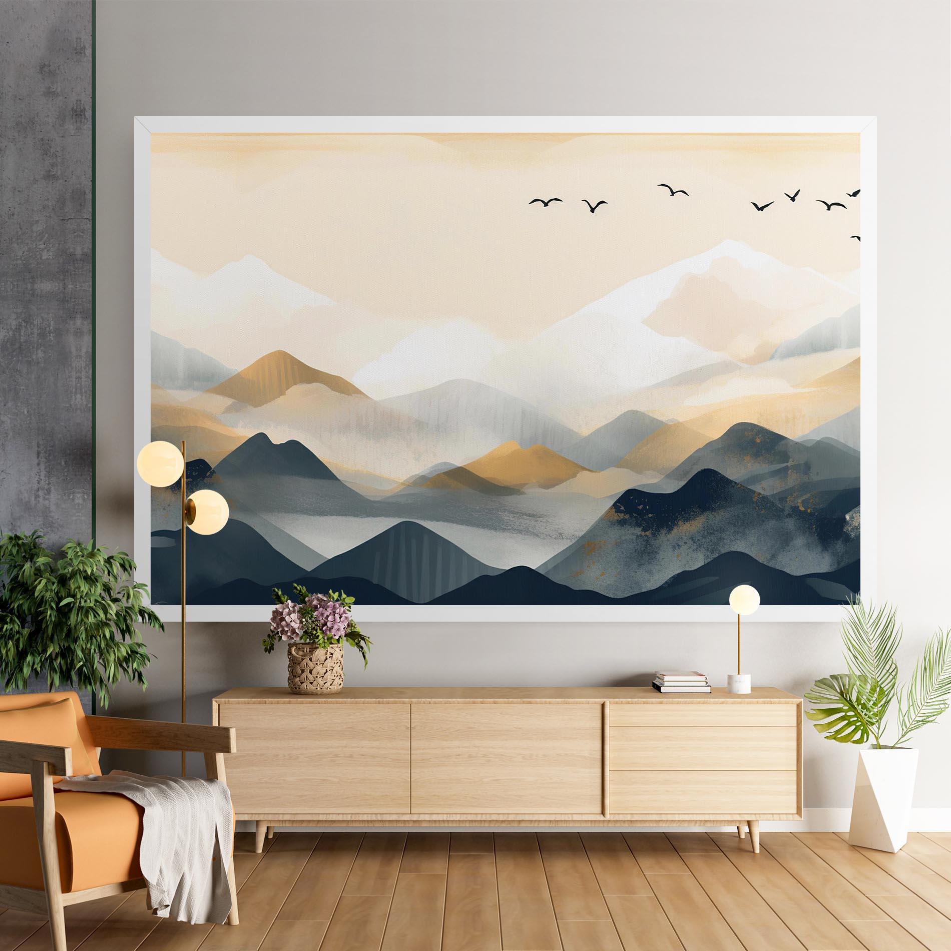 Leinwandbild Gold Foggy Blue mockup 9