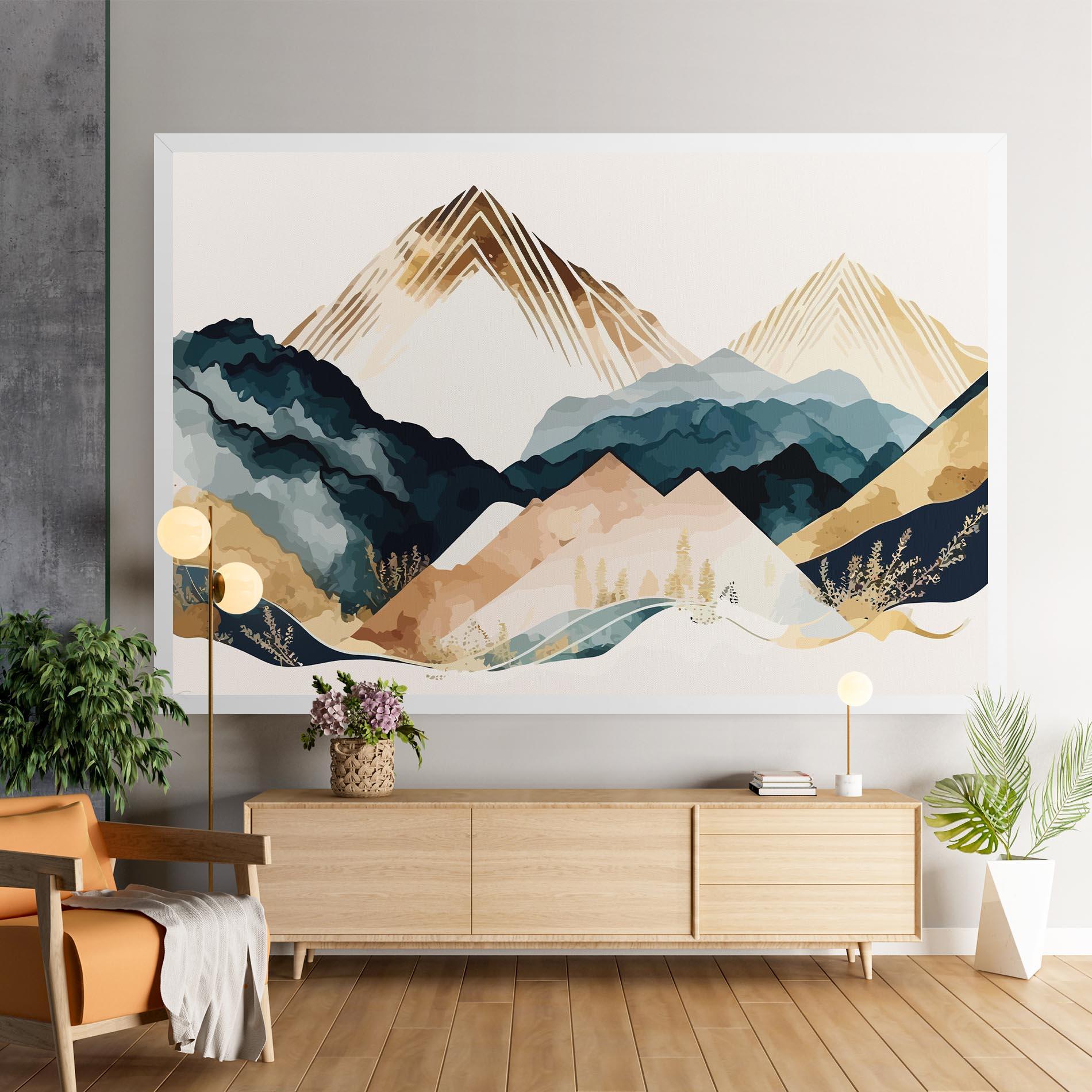 Leinwandbild Gold Green Mountain mockup 9