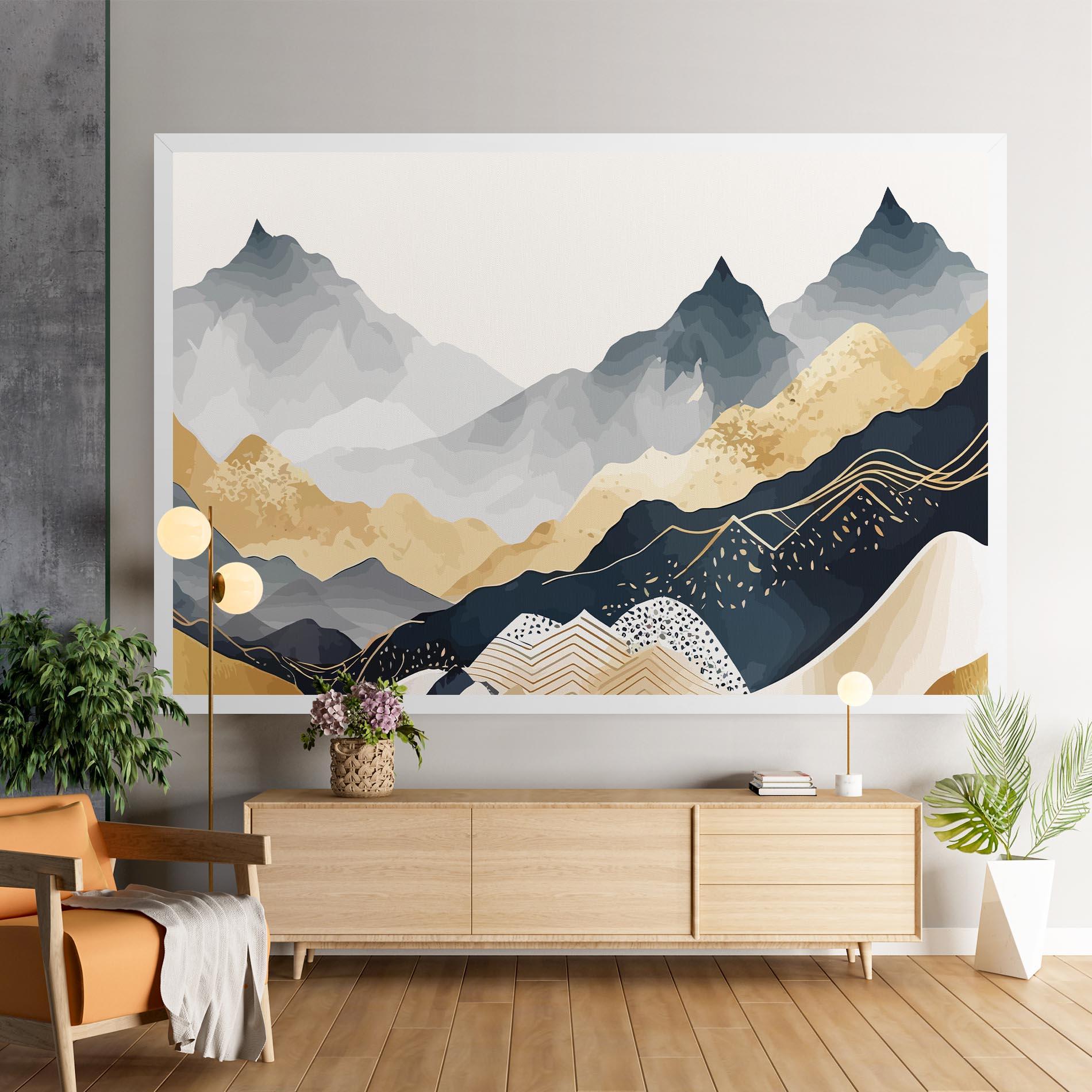 Leinwandbild Gold Grey Mountain mockup 9