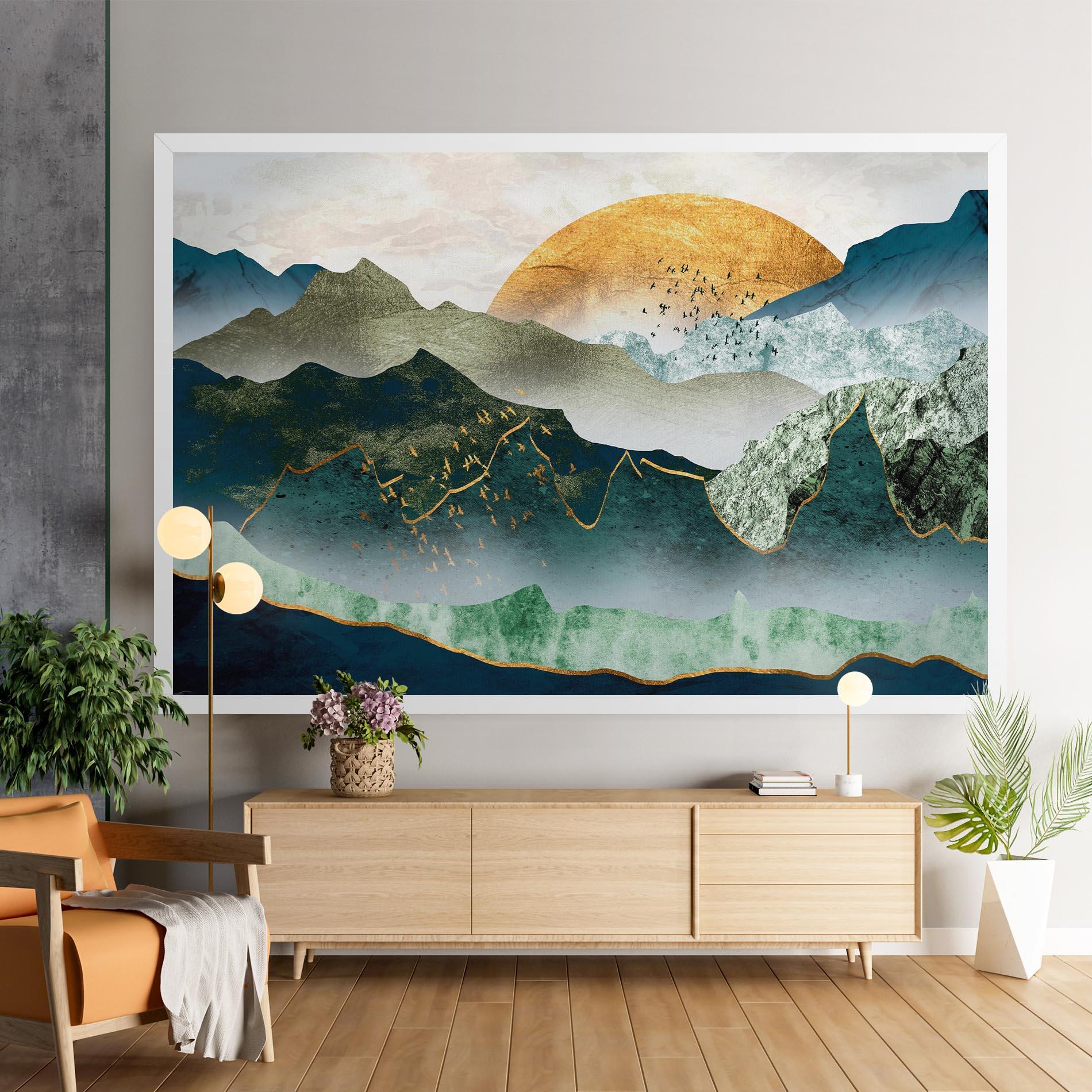 Leinwandbild Golden Mountains mockup 9