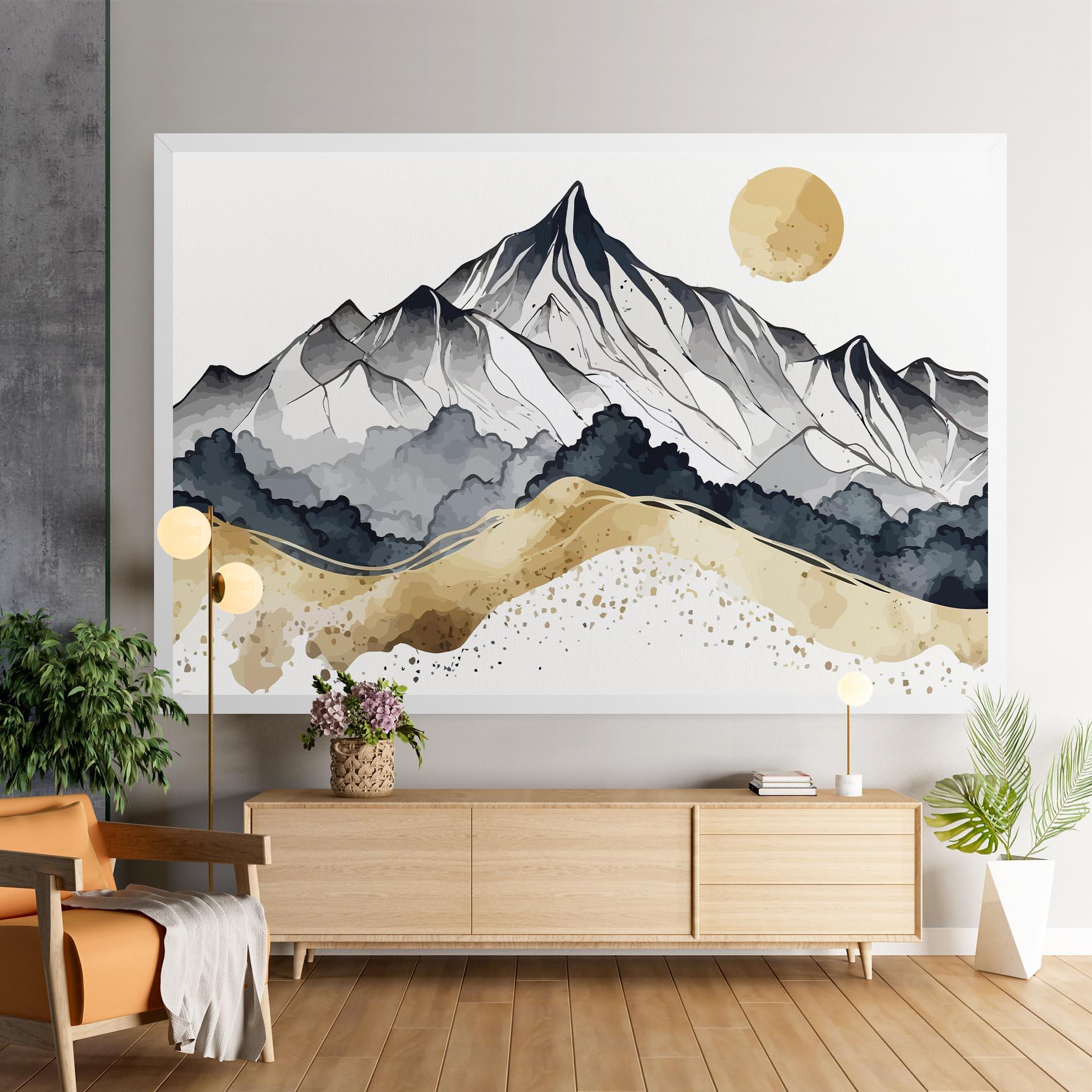 Leinwandbild Grey Gold Mountain mockup 9