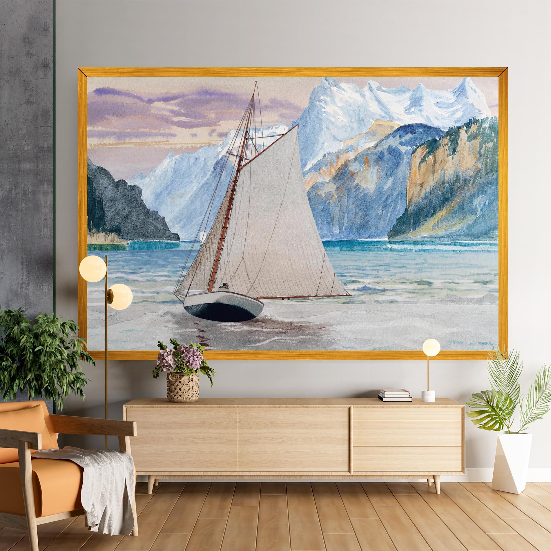 Leinwandbild Boat Mountain View mockup 9