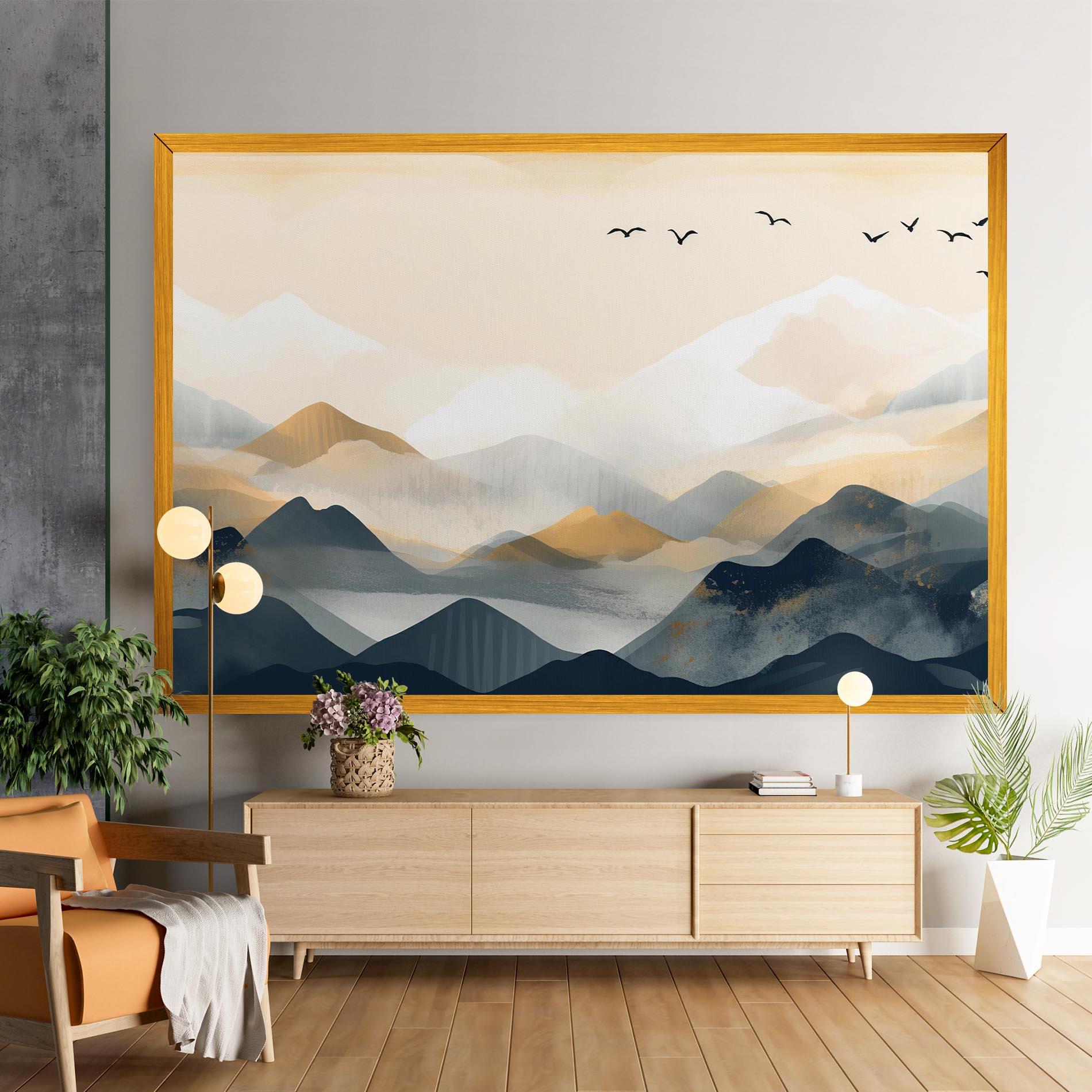 Leinwandbild Gold Foggy Blue mockup 9