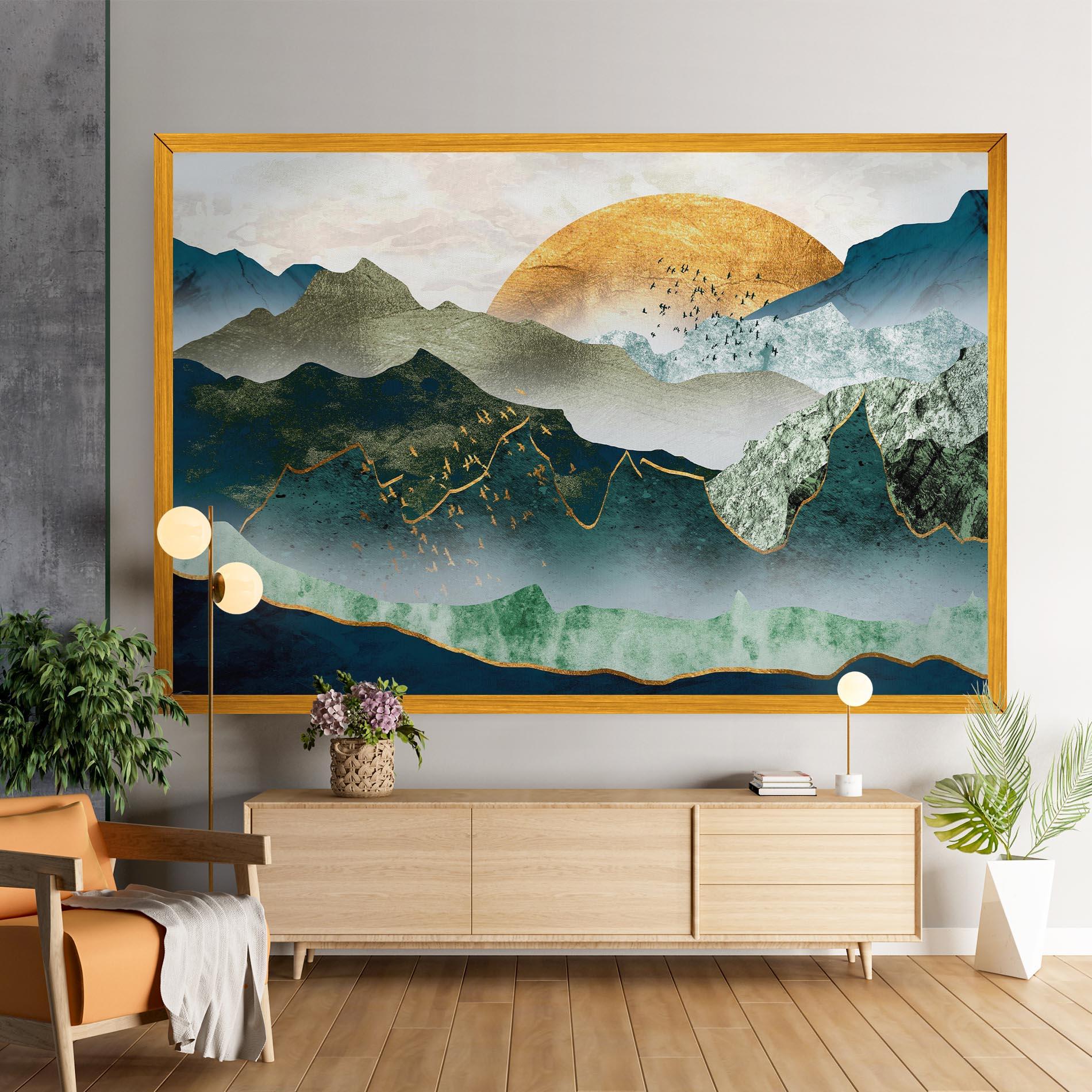 Leinwandbild Golden Mountains mockup 9