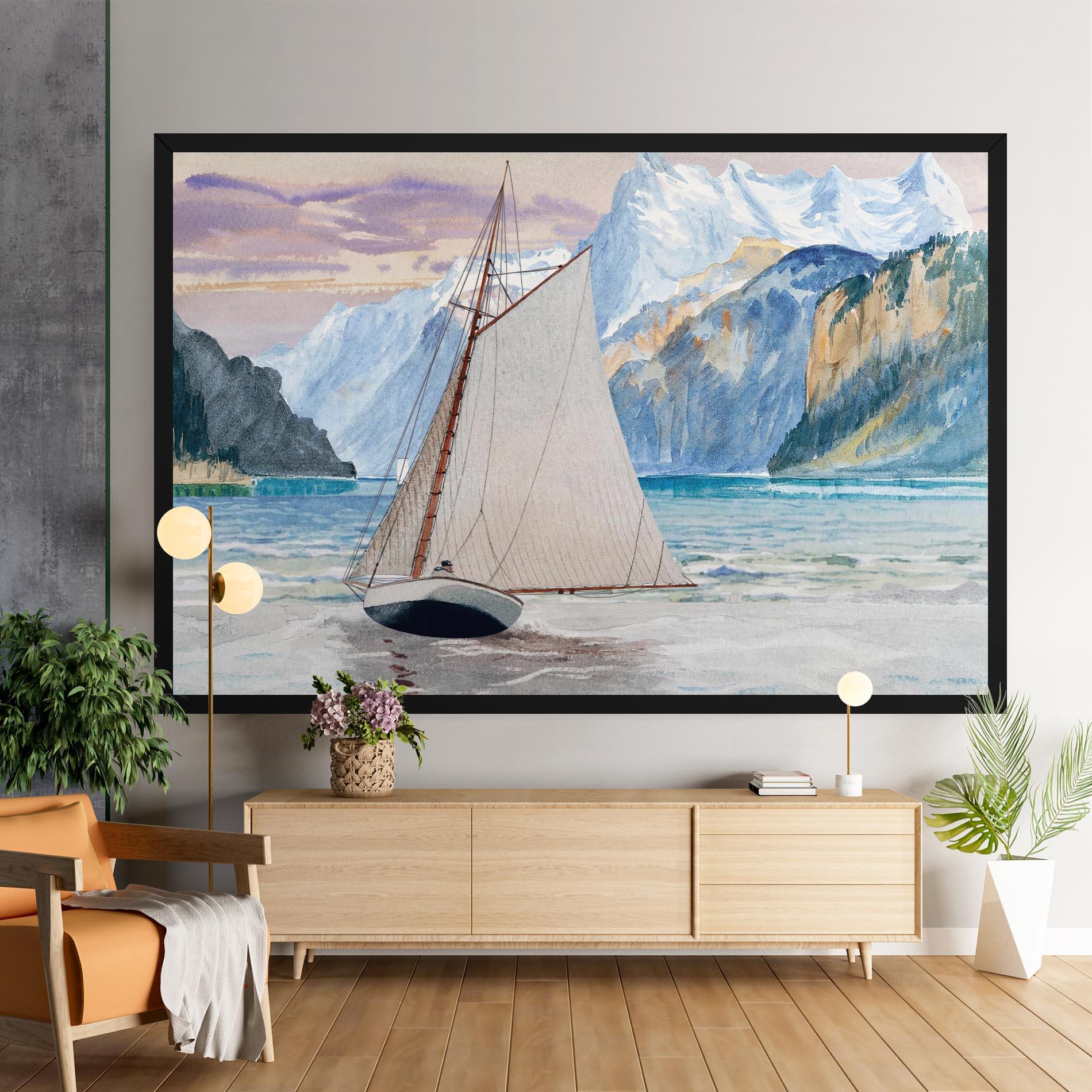 Leinwandbild Boat Mountain View mockup 9