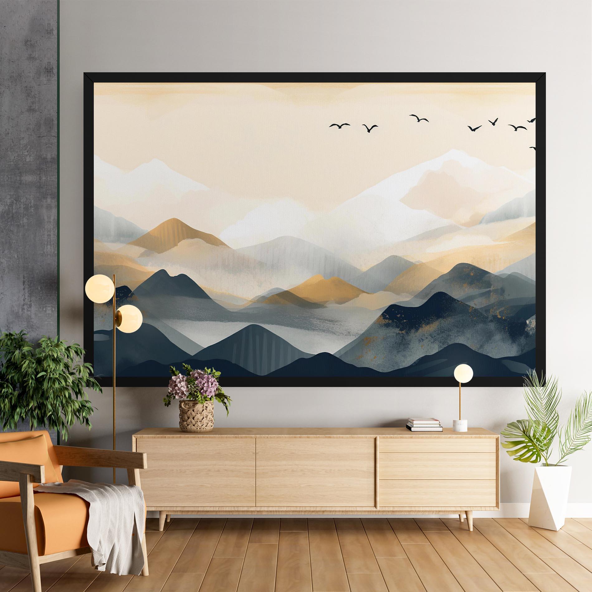 Leinwandbild Gold Foggy Blue mockup 9
