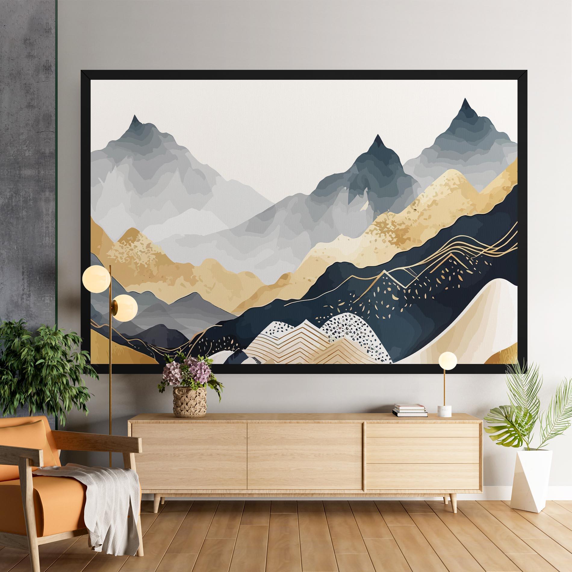 Leinwandbild Gold Grey Mountain mockup 9