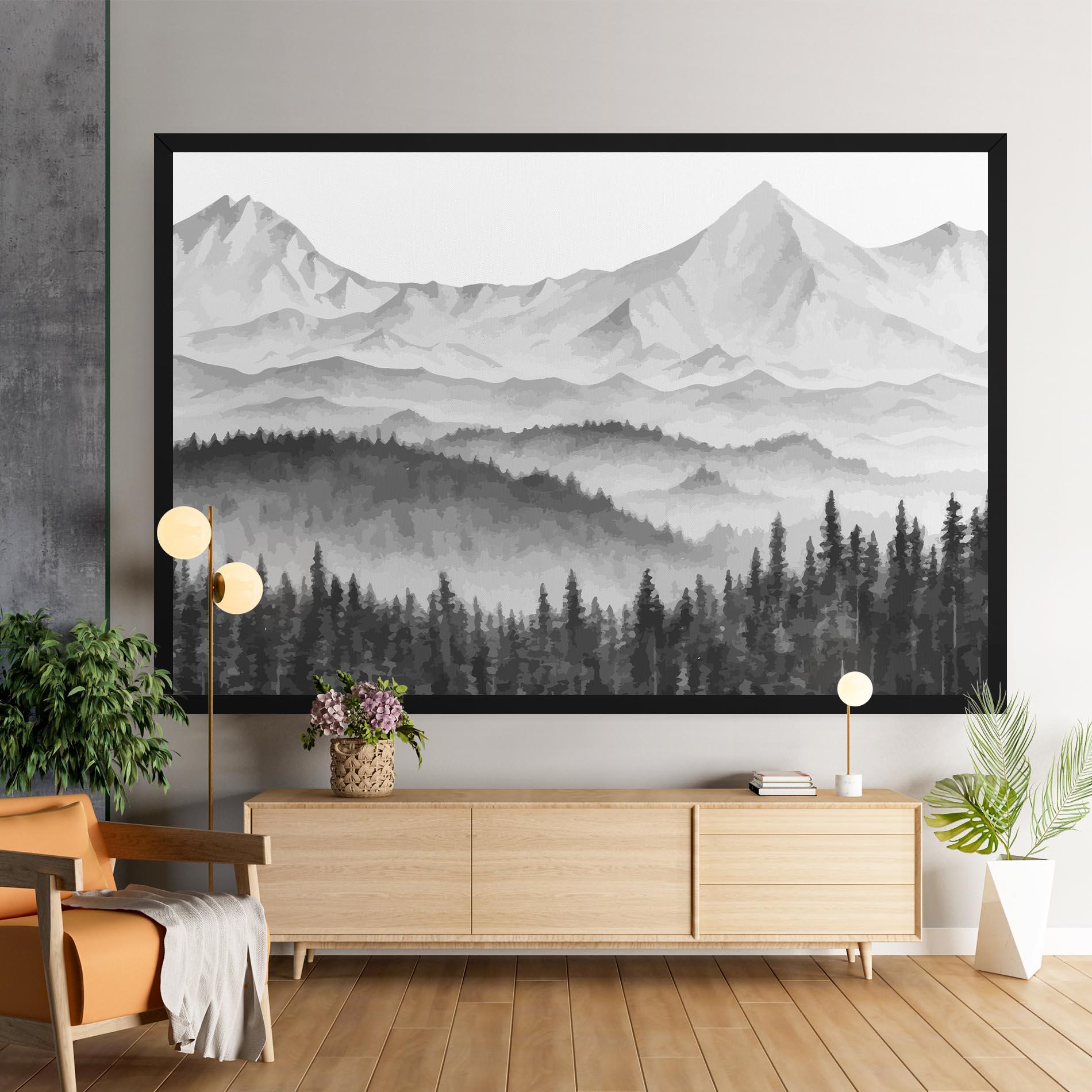 Leinwandbild Grey Mountain Drawing mockup 9