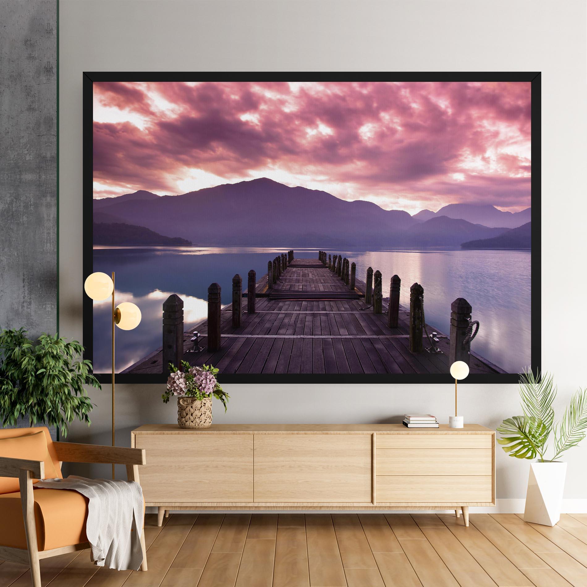Leinwandbild Pink Sky Over The Lake mockup 9