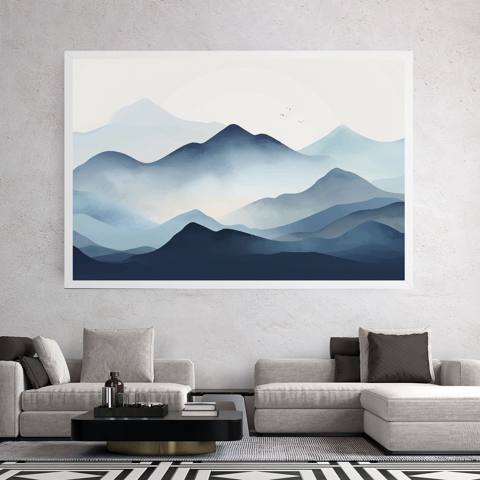 Blue Foggy Mountain mockup 2