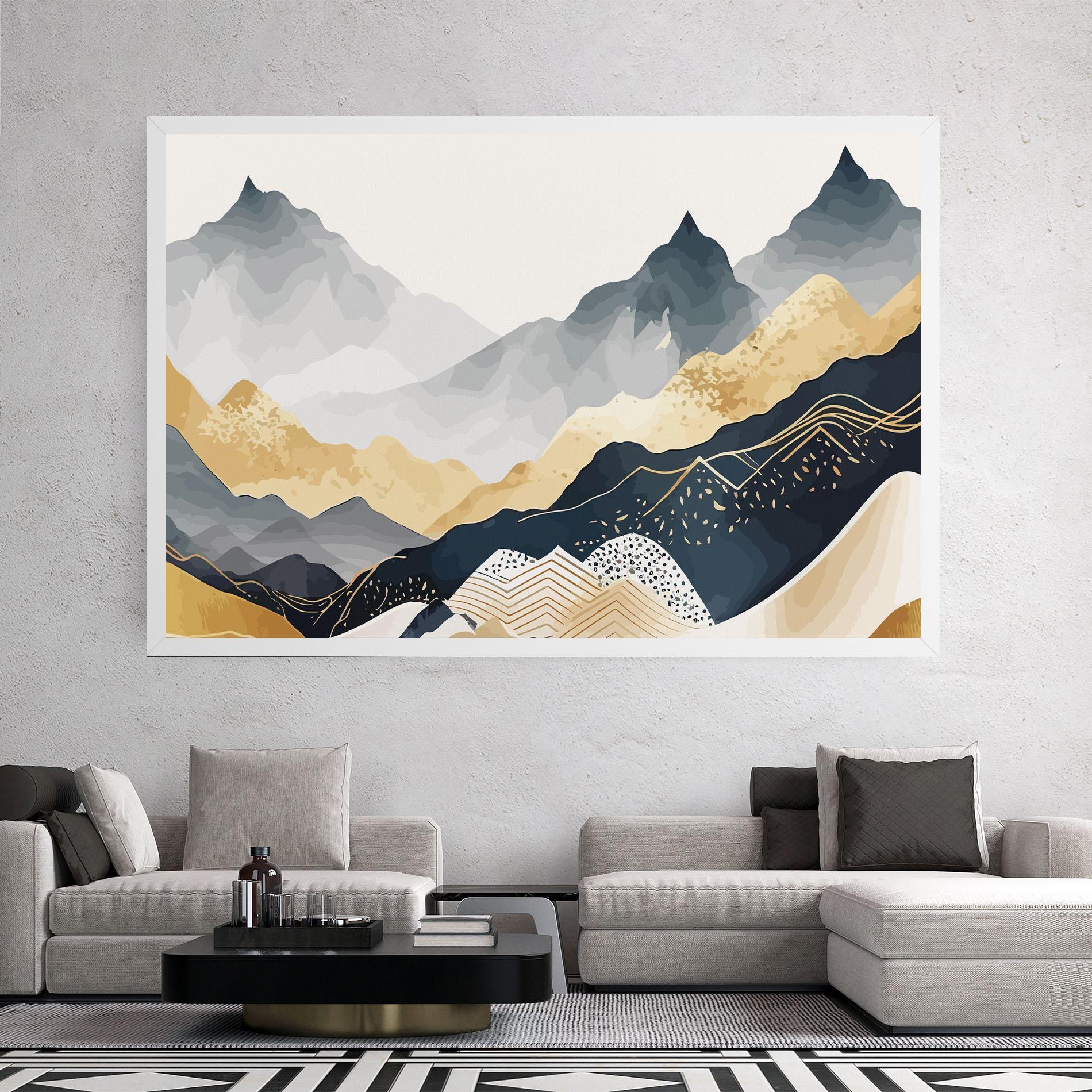 Leinwandbild Blue Gold Mountain mockup 2
