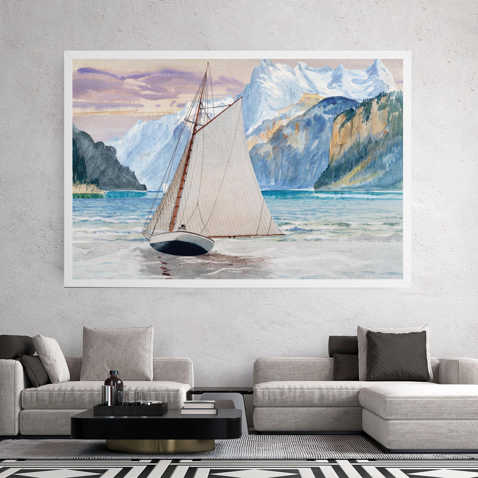 Leinwandbild Boat Mountain View mockup 2