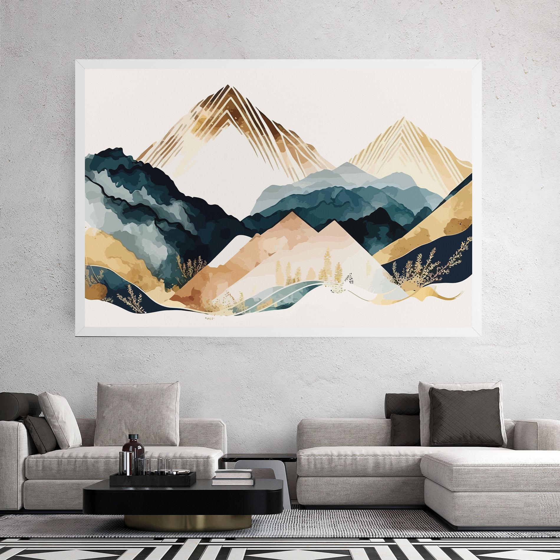 Leinwandbild Gold Green Mountain mockup 2