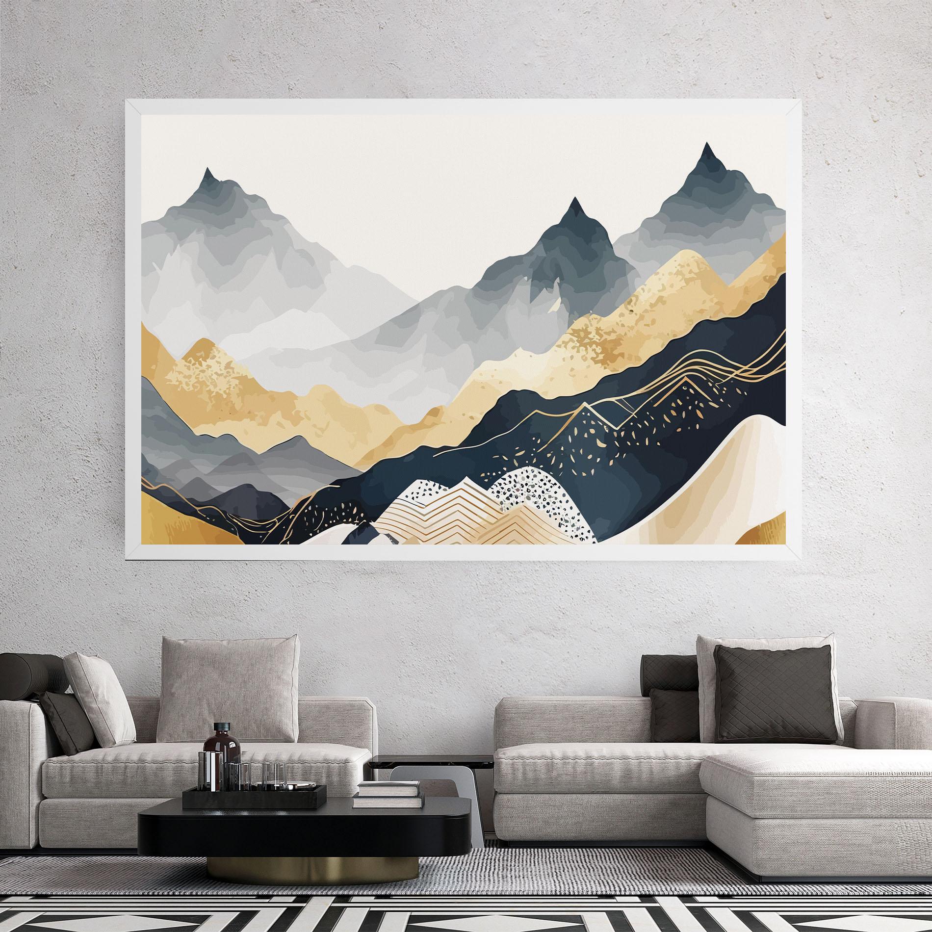 Leinwandbild Gold Grey Mountain mockup 2