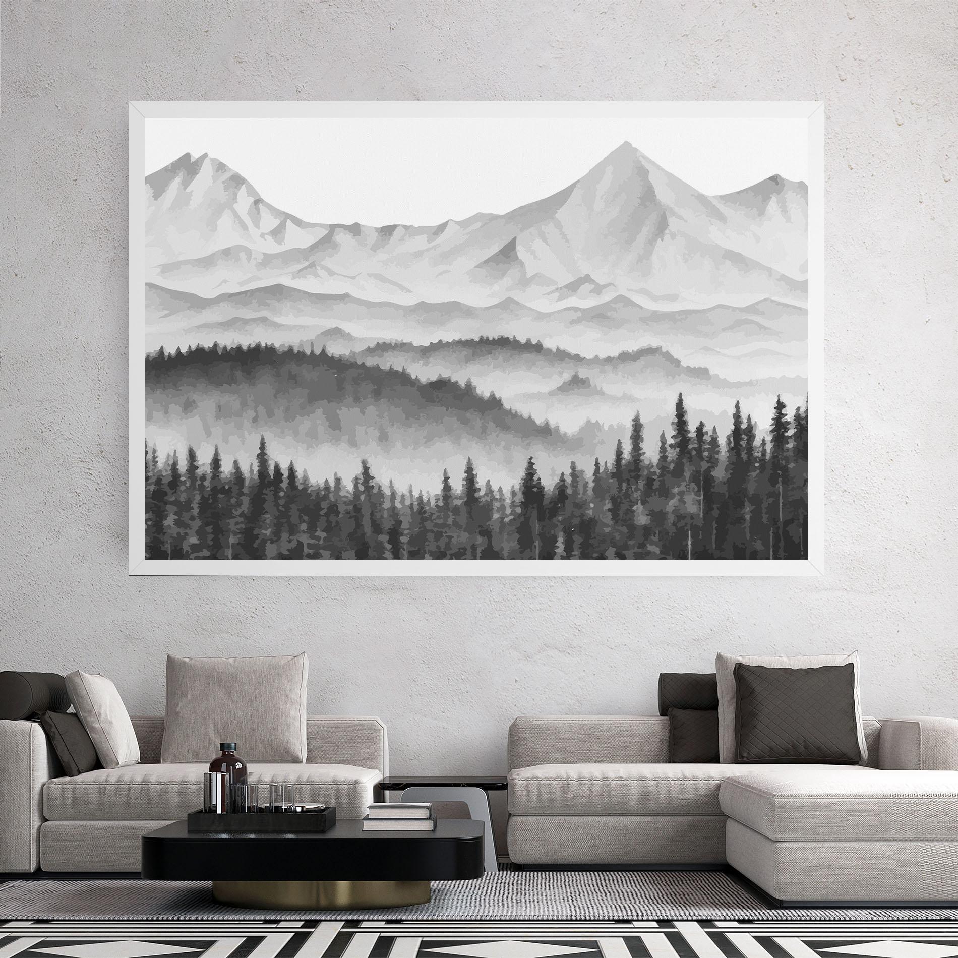 Leinwandbild Grey Mountain Drawing mockup 2