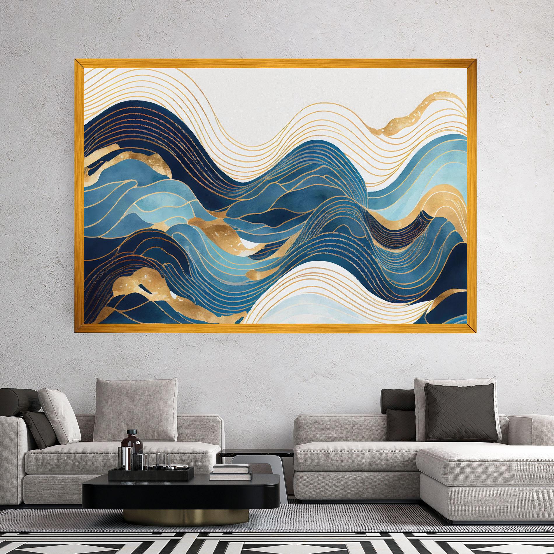 Leinwandbild Blue Wave Mountain mockup 2