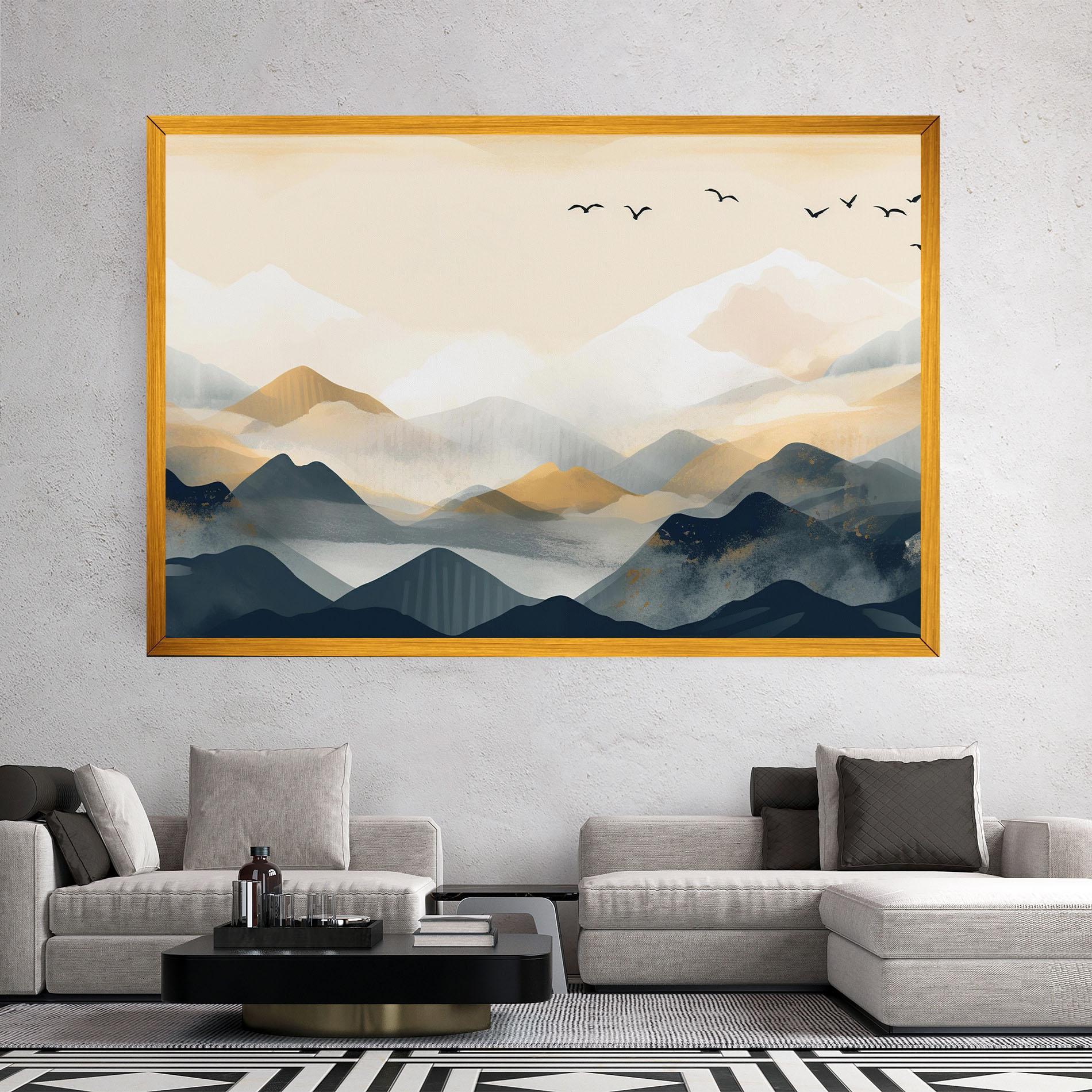 Leinwandbild Gold Foggy Blue mockup 2