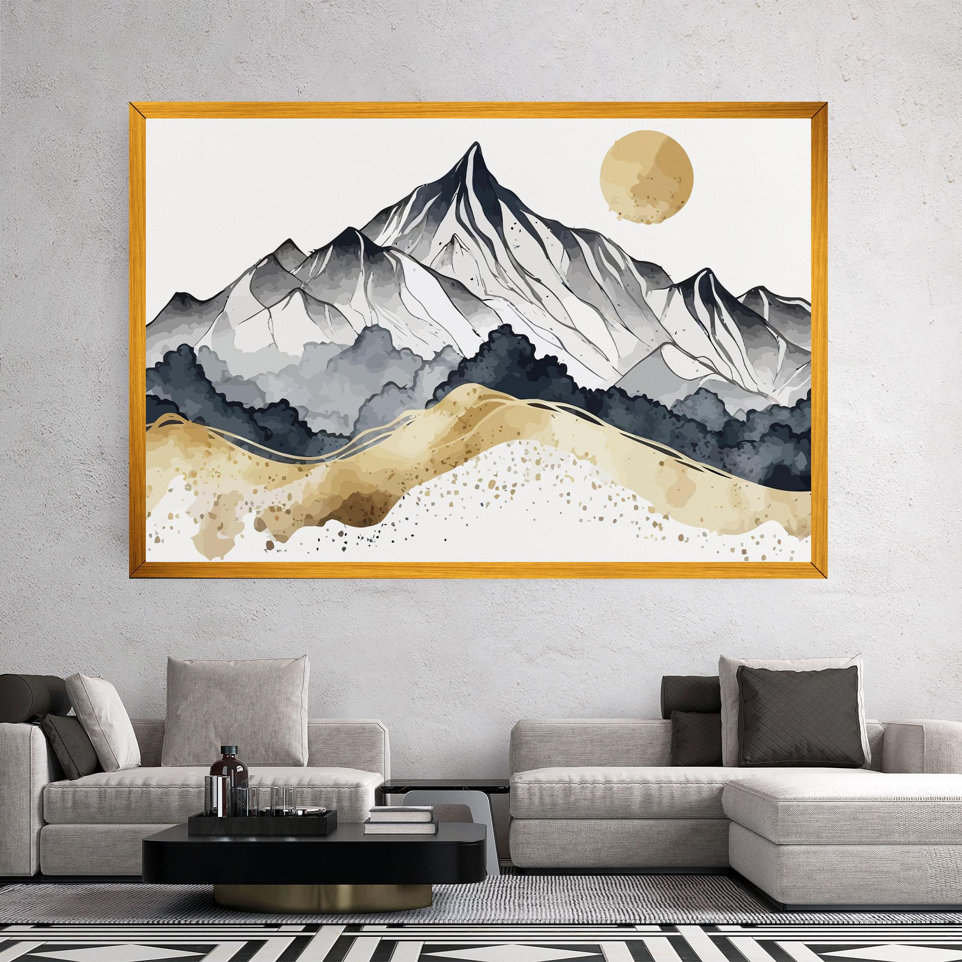 Leinwandbild Grey Gold Mountain mockup 2