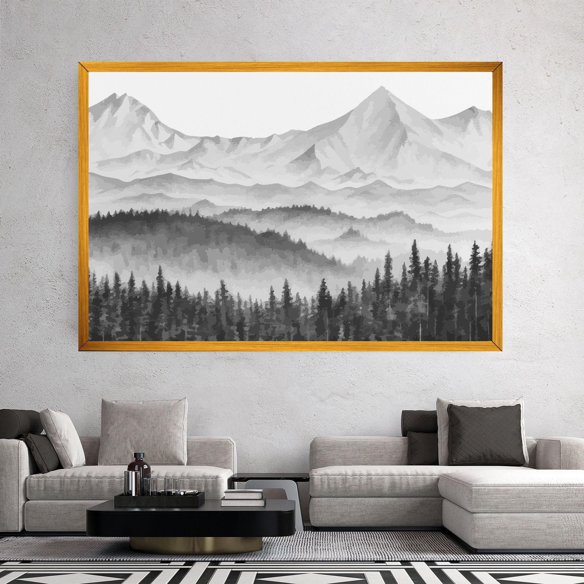 Leinwandbild Grey Mountain Drawing mockup 2