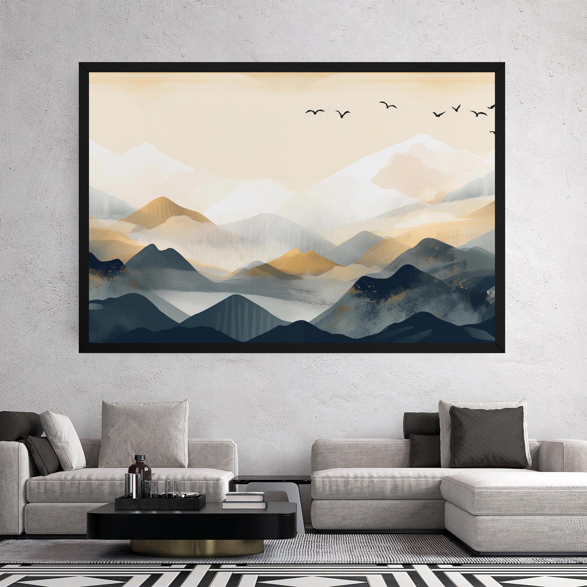 Leinwandbild Gold Foggy Blue mockup 2