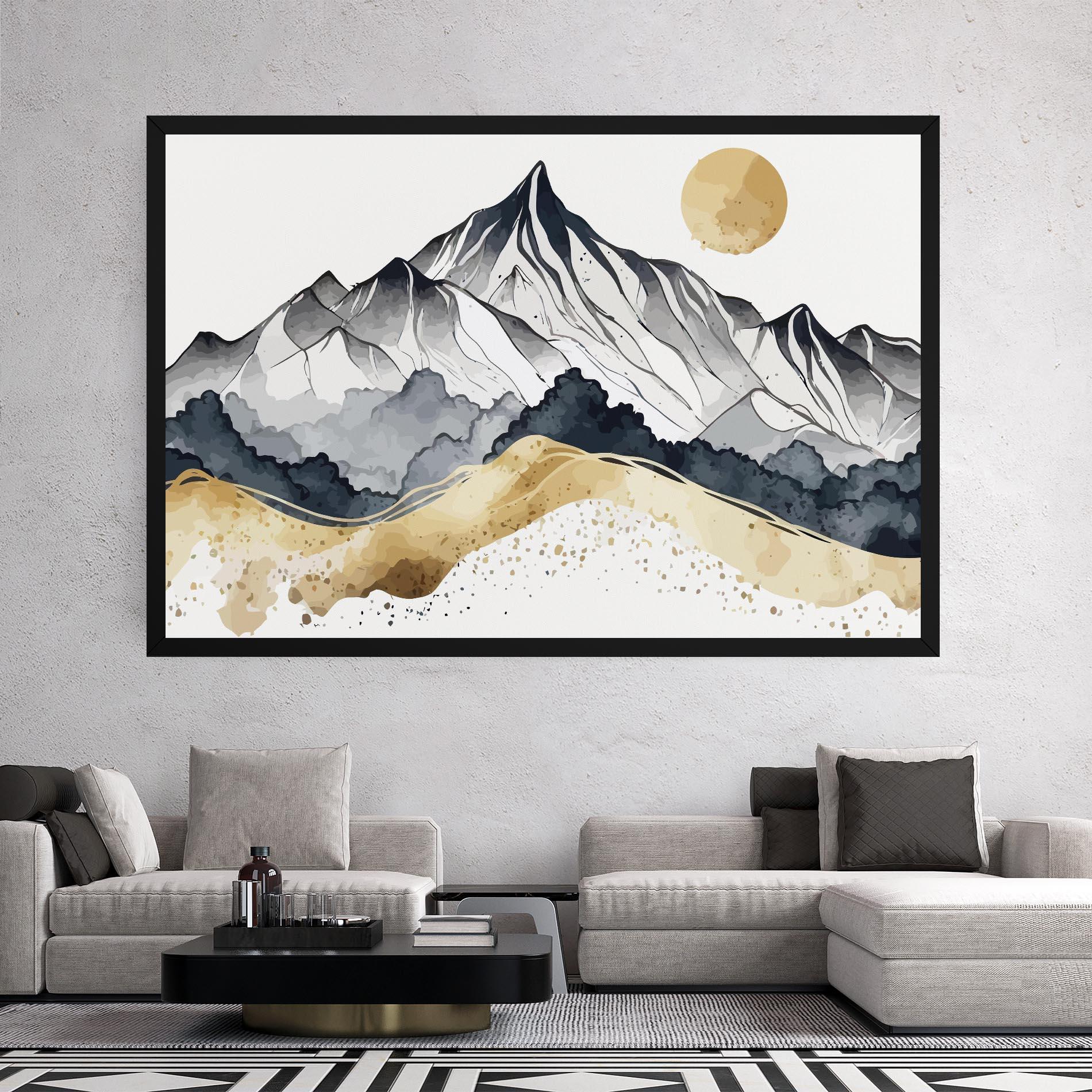 Leinwandbild Grey Gold Mountain mockup 2