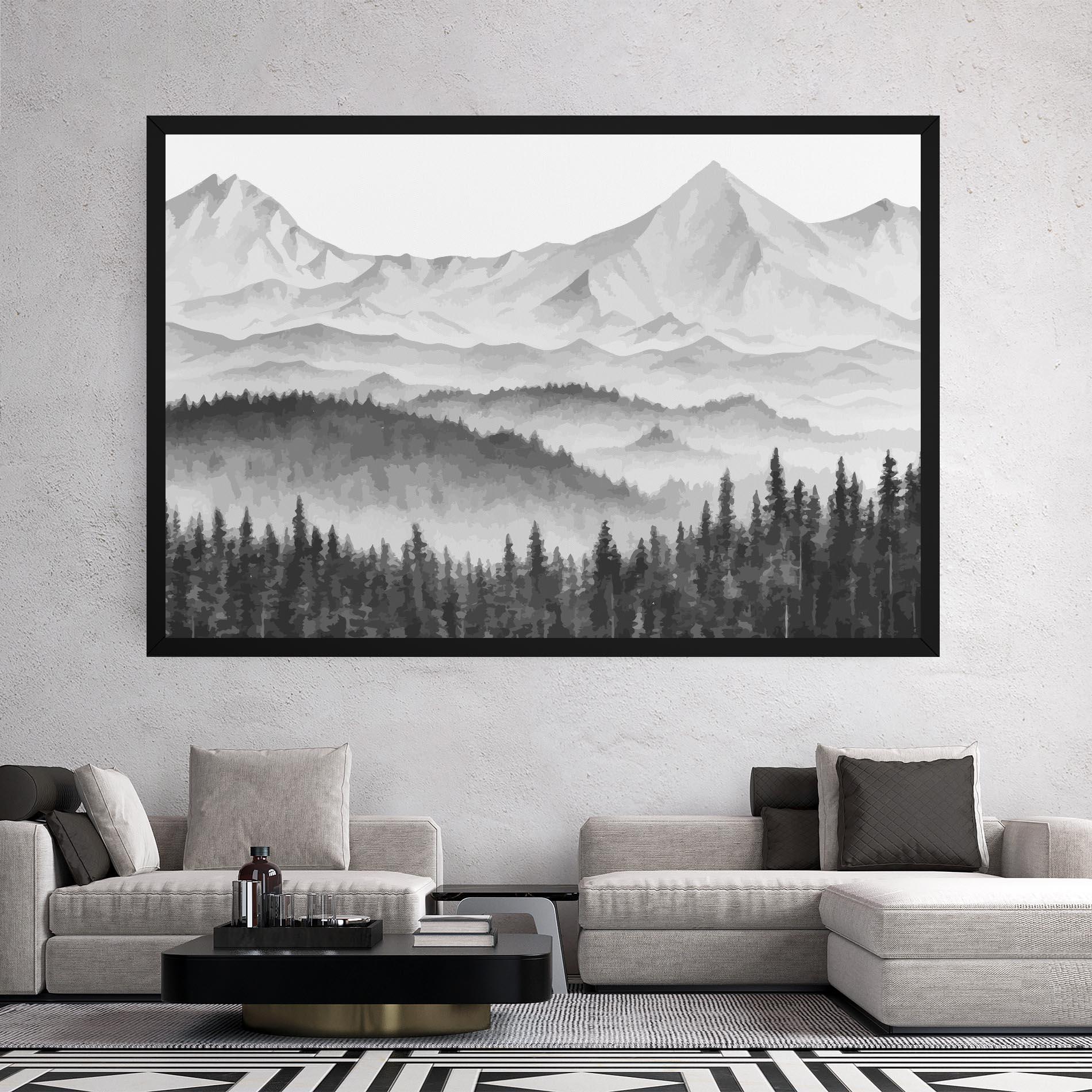 Leinwandbild Grey Mountain Drawing mockup 2