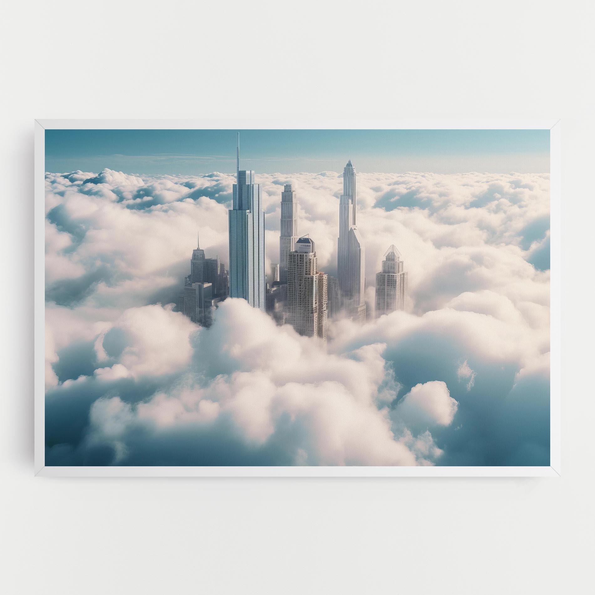 Leinwandbild City Above Clouds mockup 0