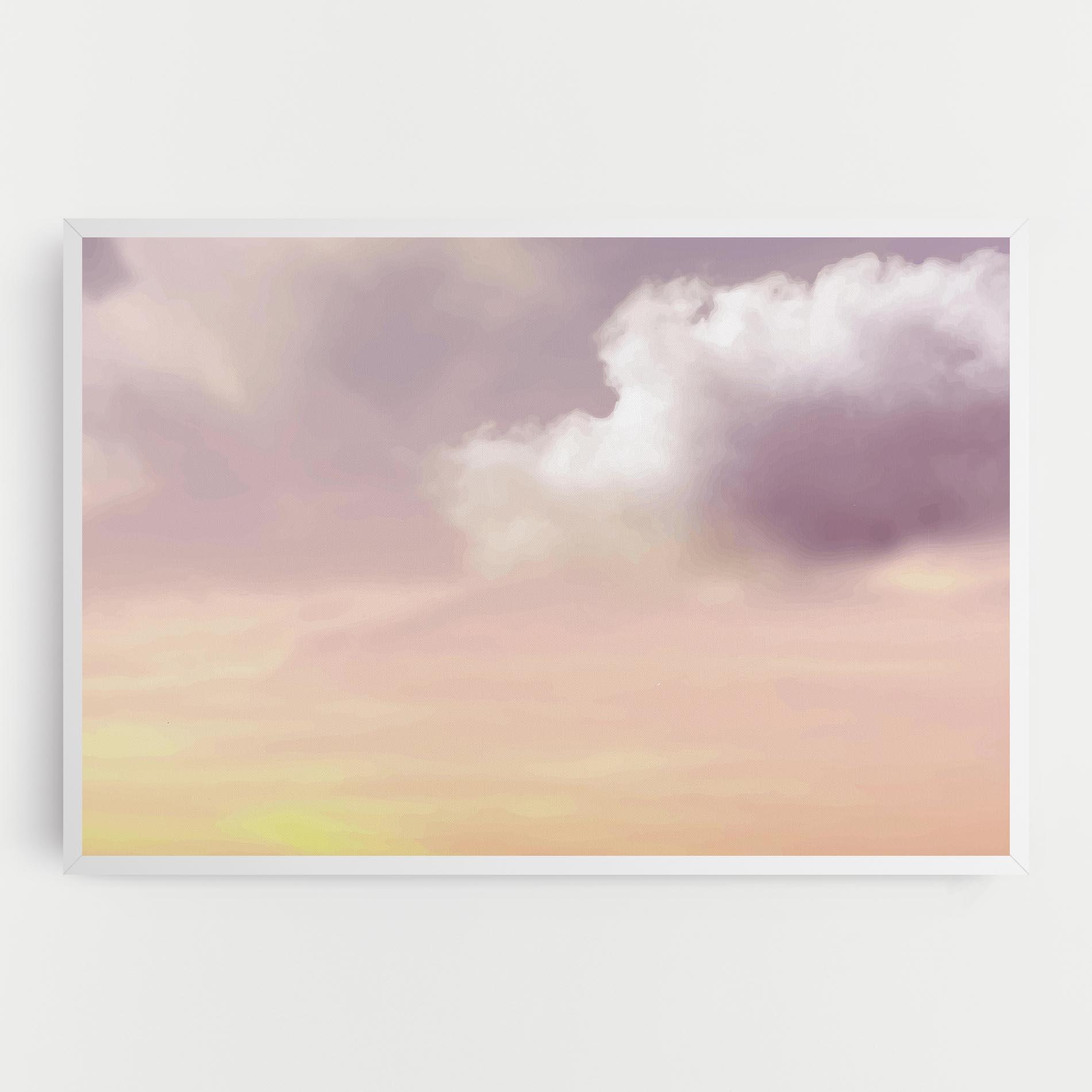 Leinwandbild Clouds Watercolor Cream mockup 0