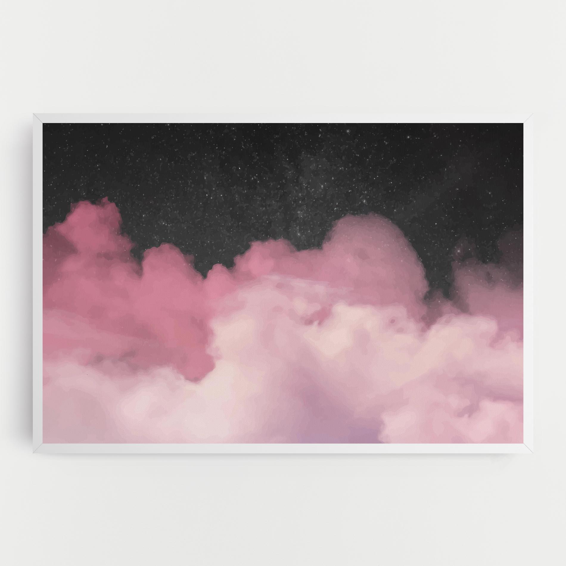 Leinwandbild Clouds Watercolor Purple mockup 0