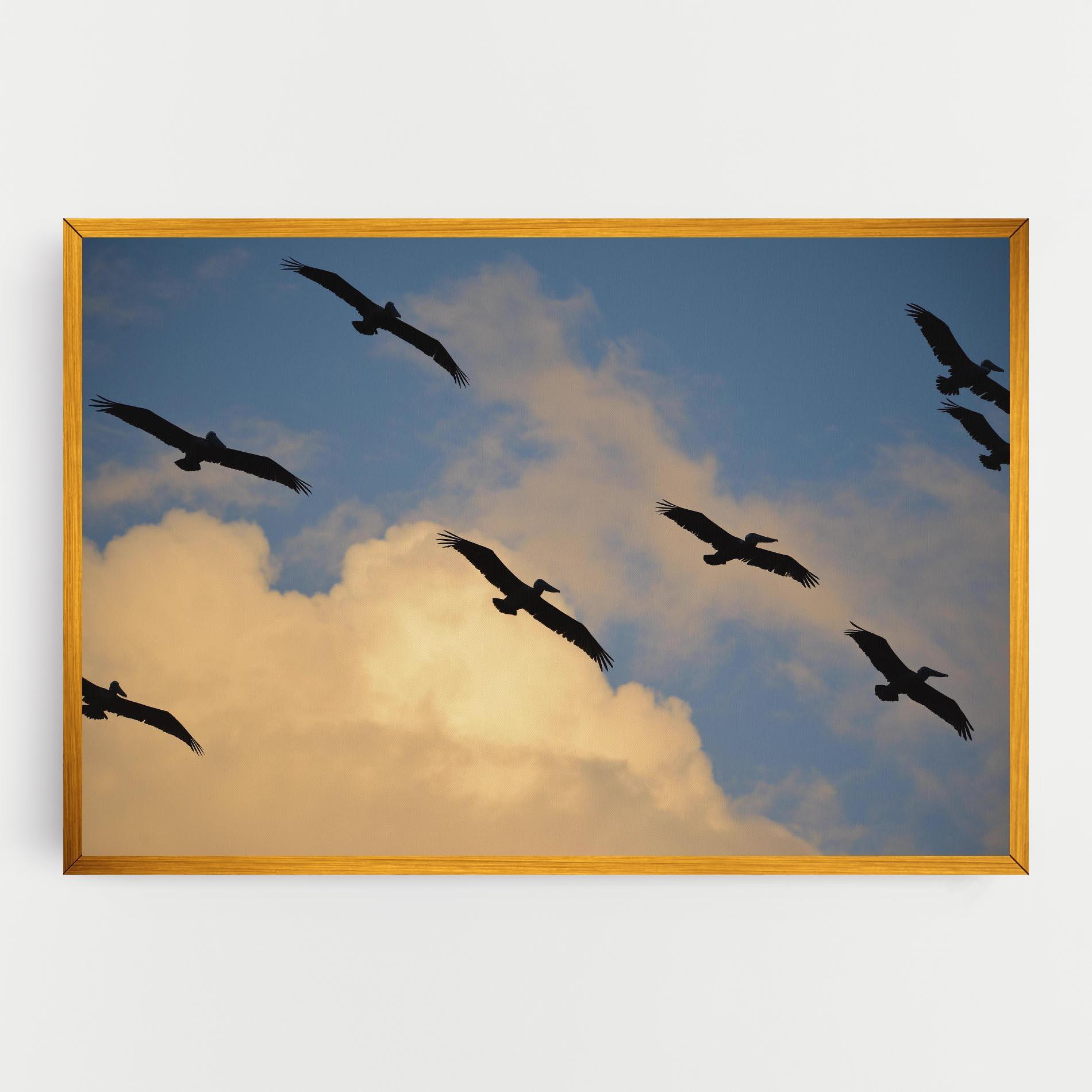 Leinwandbild Bird Shilouette Cloud mockup 0