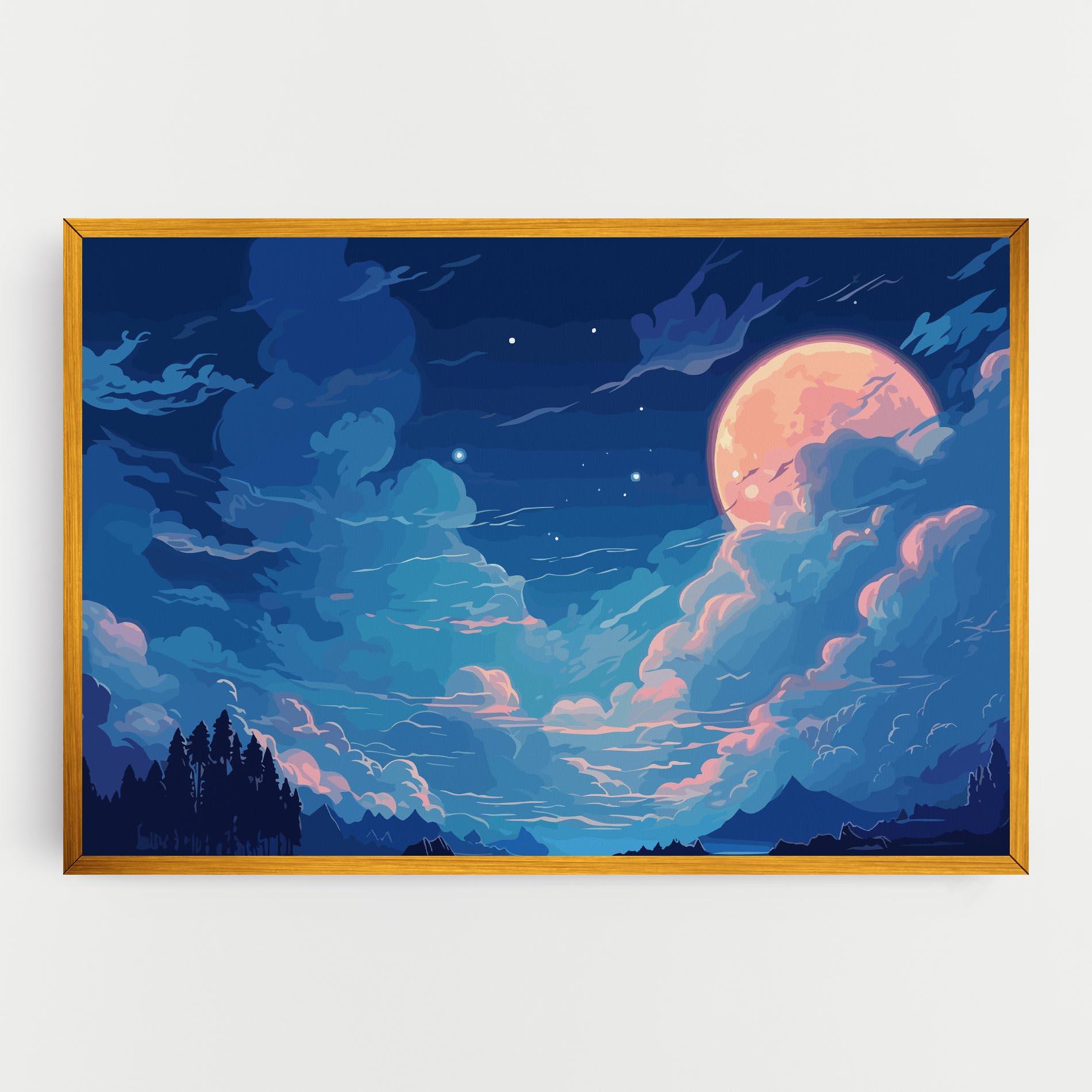 Leinwandbild Blue Cloud Moon mockup 0