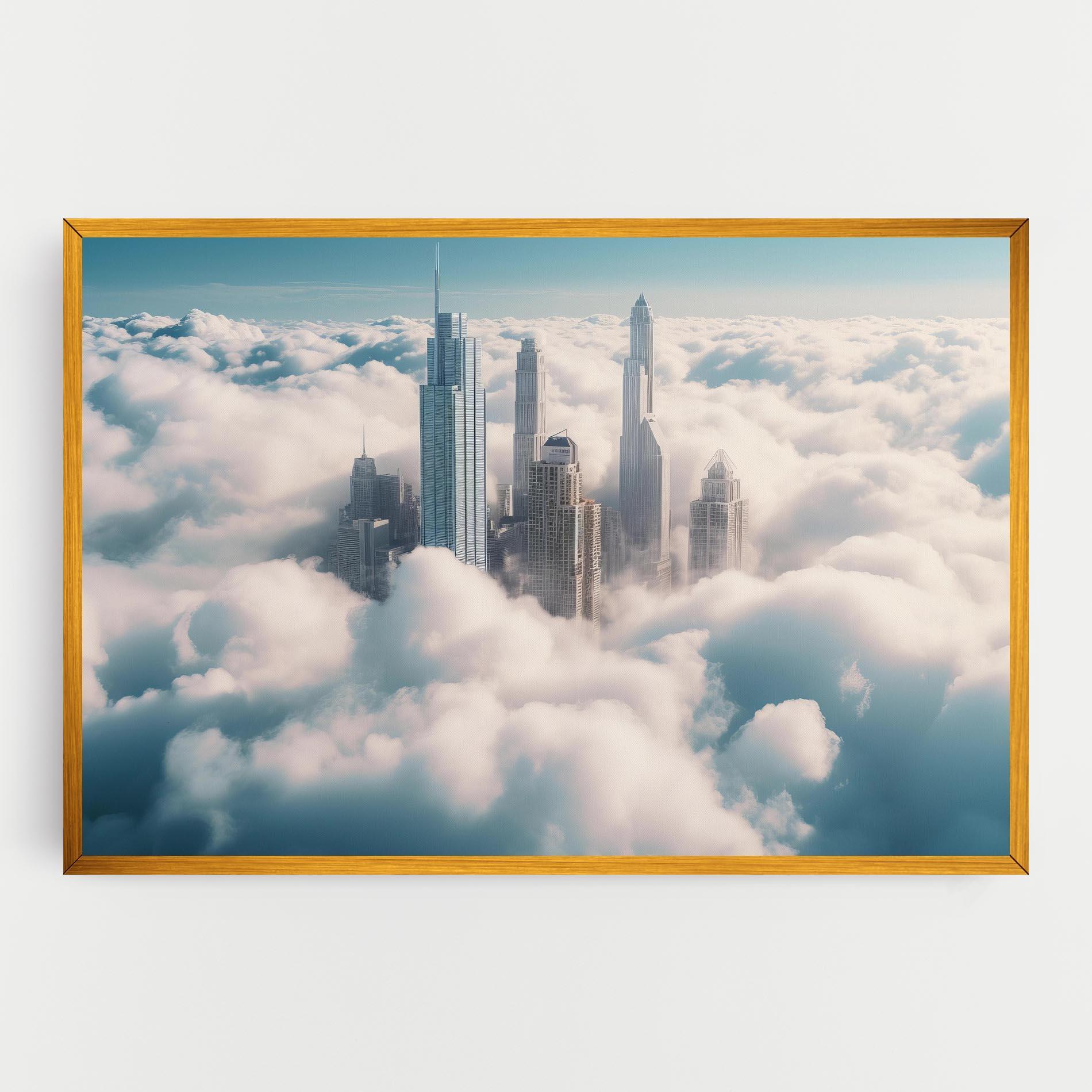 Leinwandbild City Above Clouds mockup 0