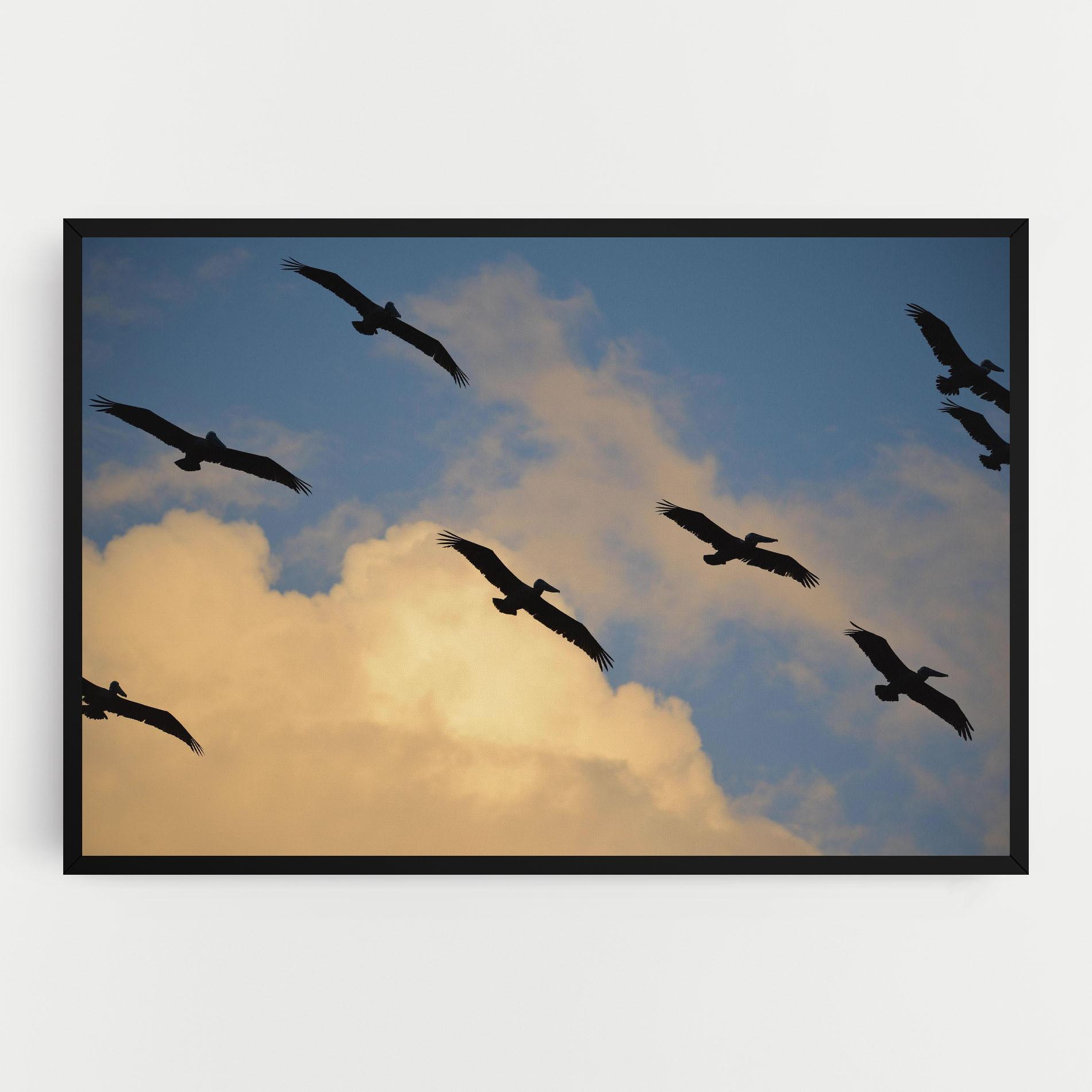 Leinwandbild Bird Shilouette Cloud mockup 0