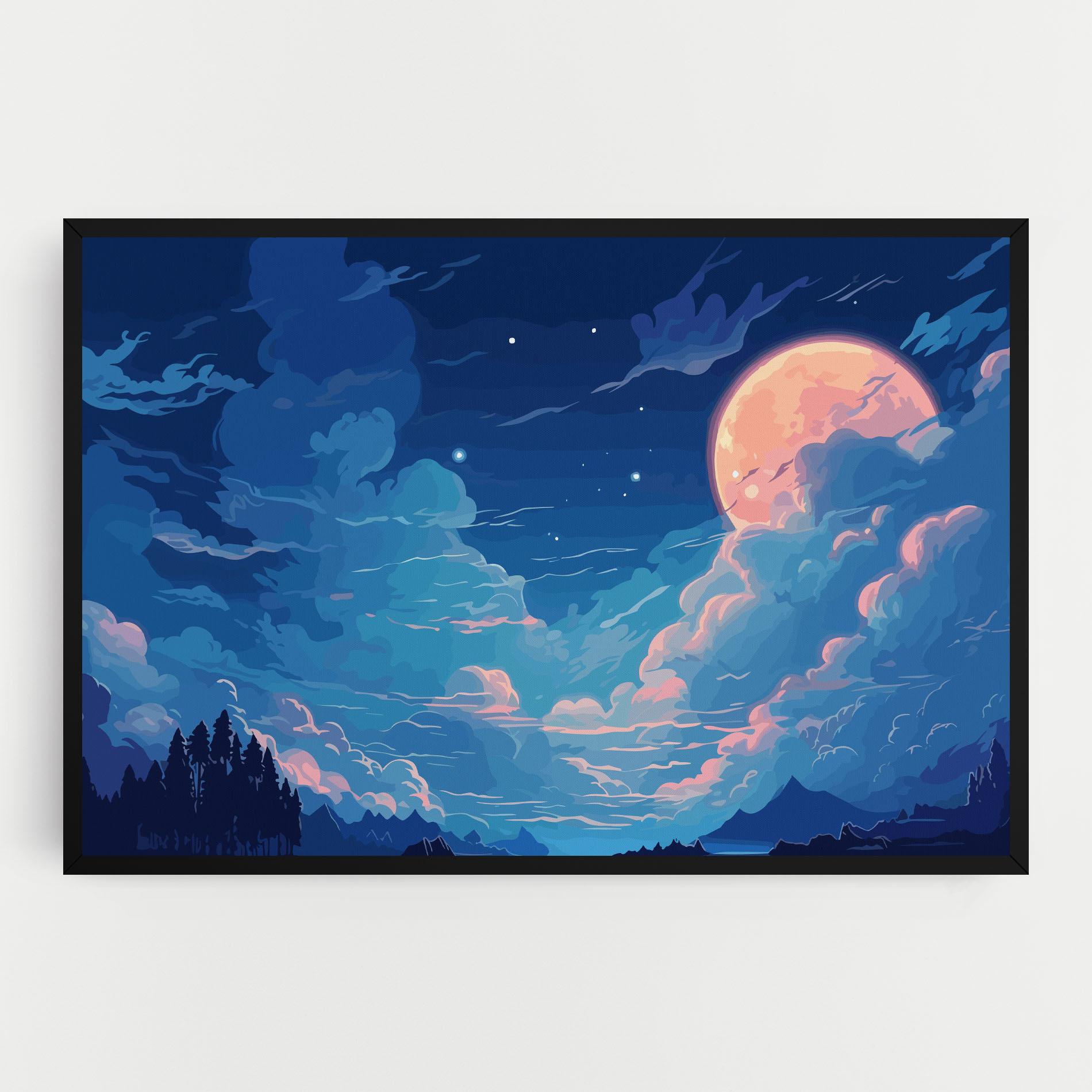 Leinwandbild Blue Cloud Moon mockup 0