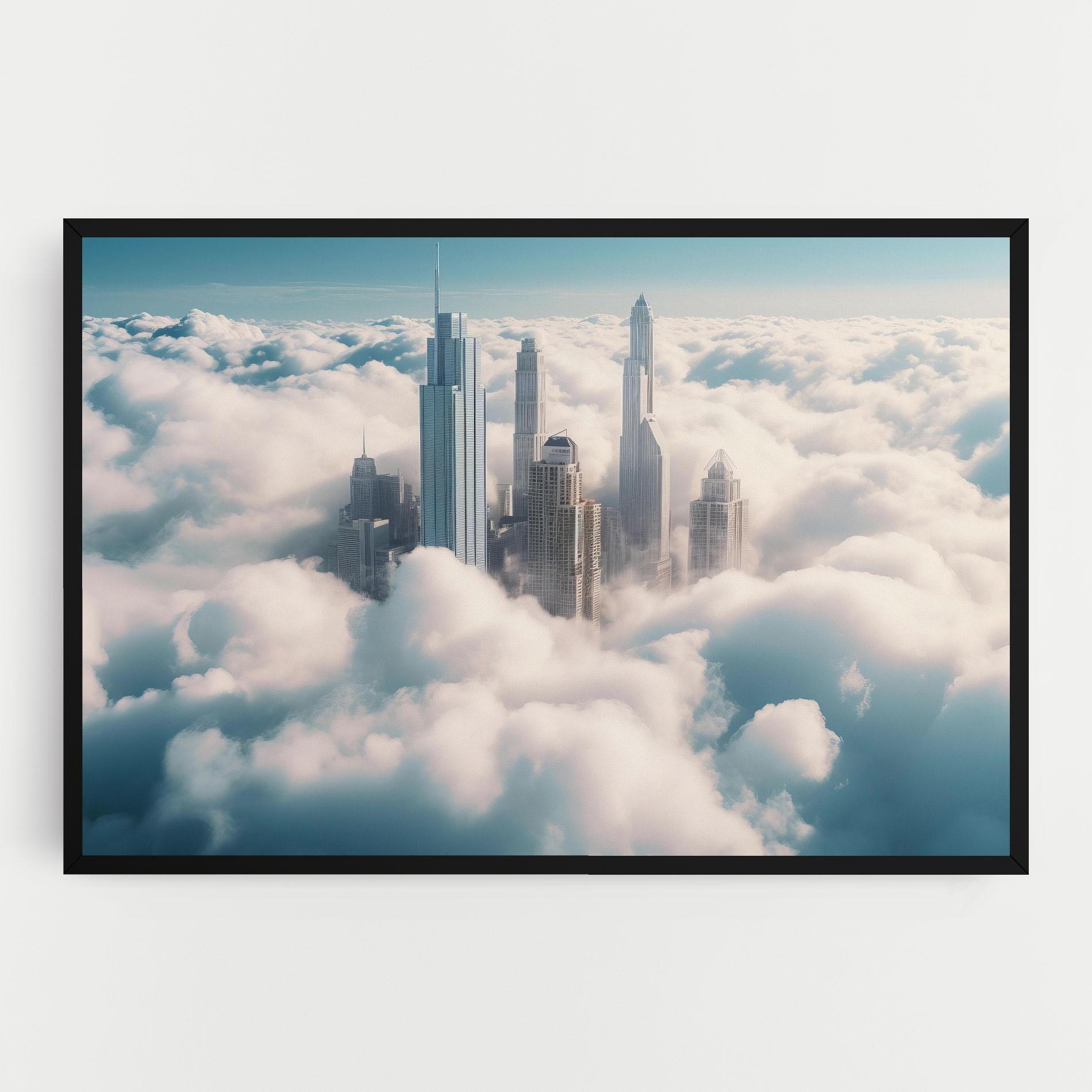Leinwandbild City Above Clouds mockup 0