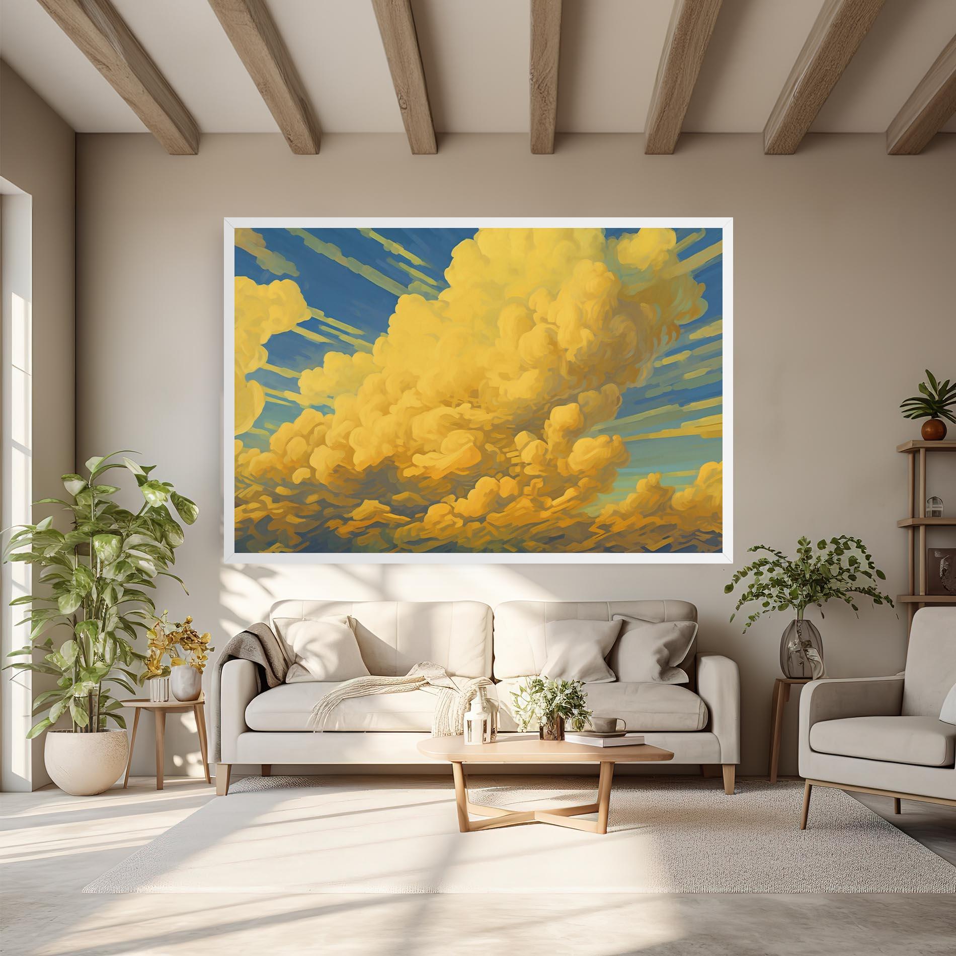 Leinwandbild Big Yellow Cloud Art mockup 6
