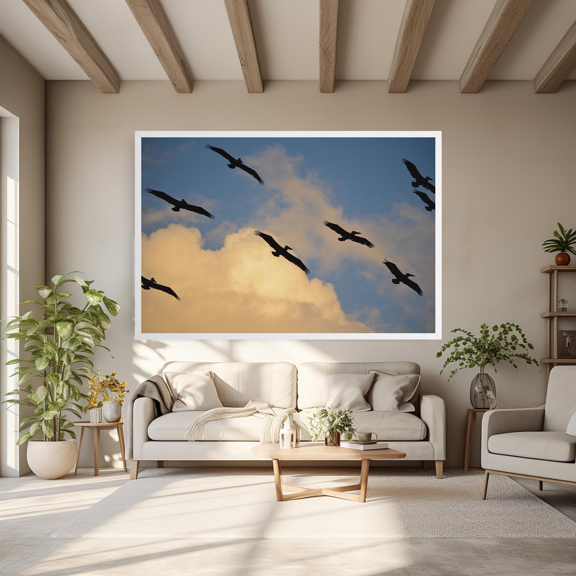 Leinwandbild Bird Shilouette Cloud mockup 6