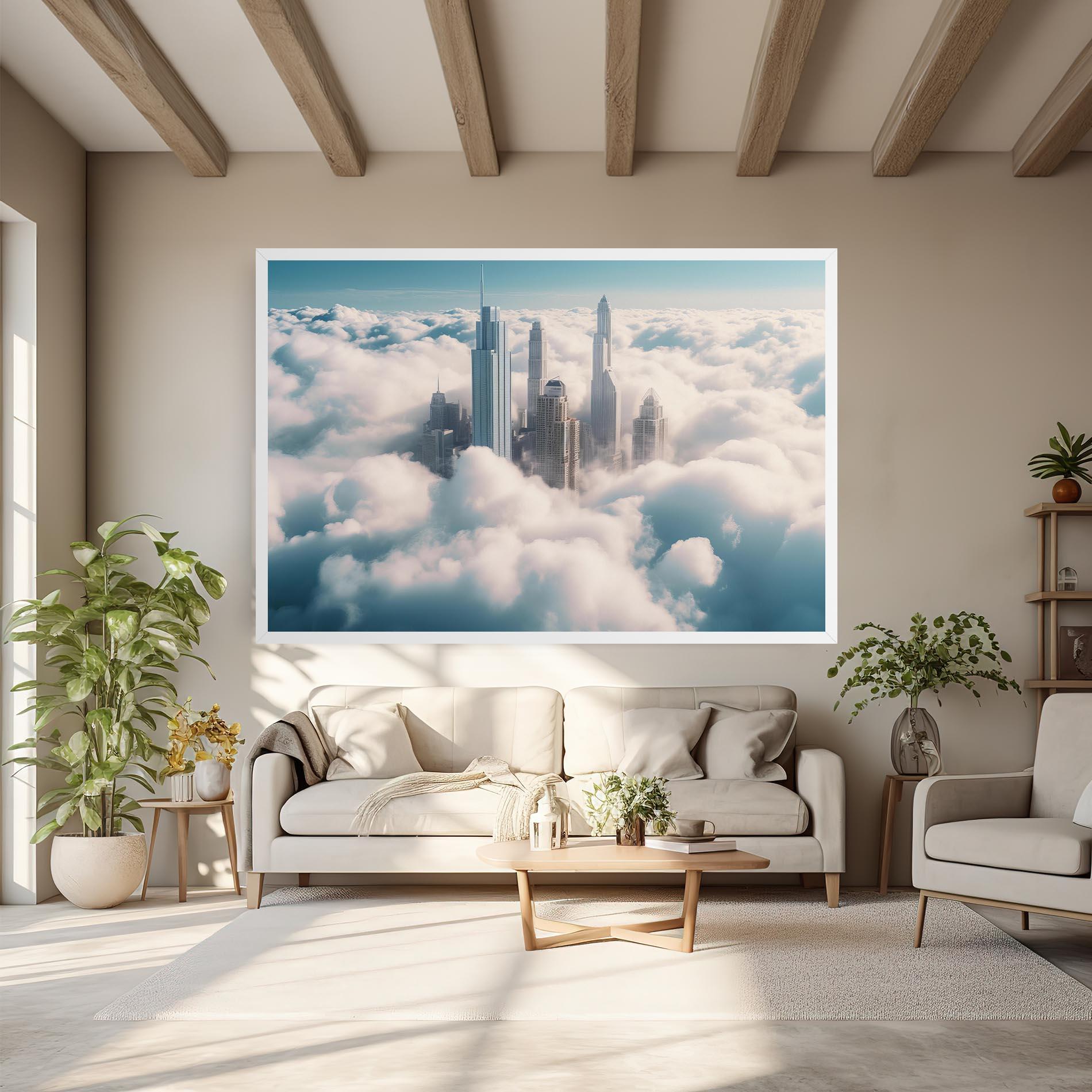 Leinwandbild City Above Clouds mockup 6