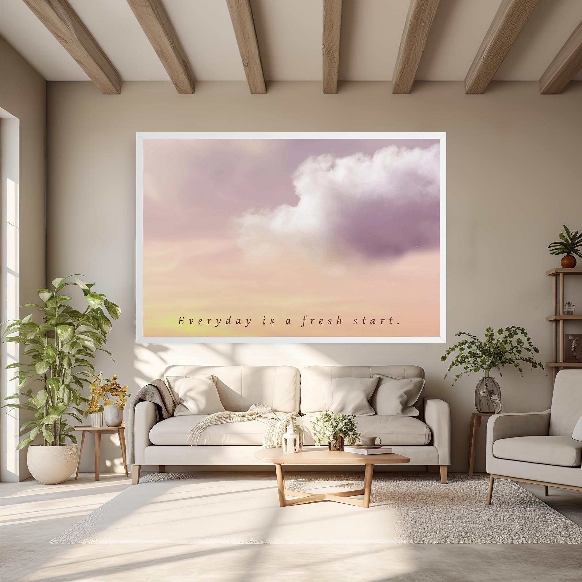 Leinwandbild Clouds Text Cream mockup 6