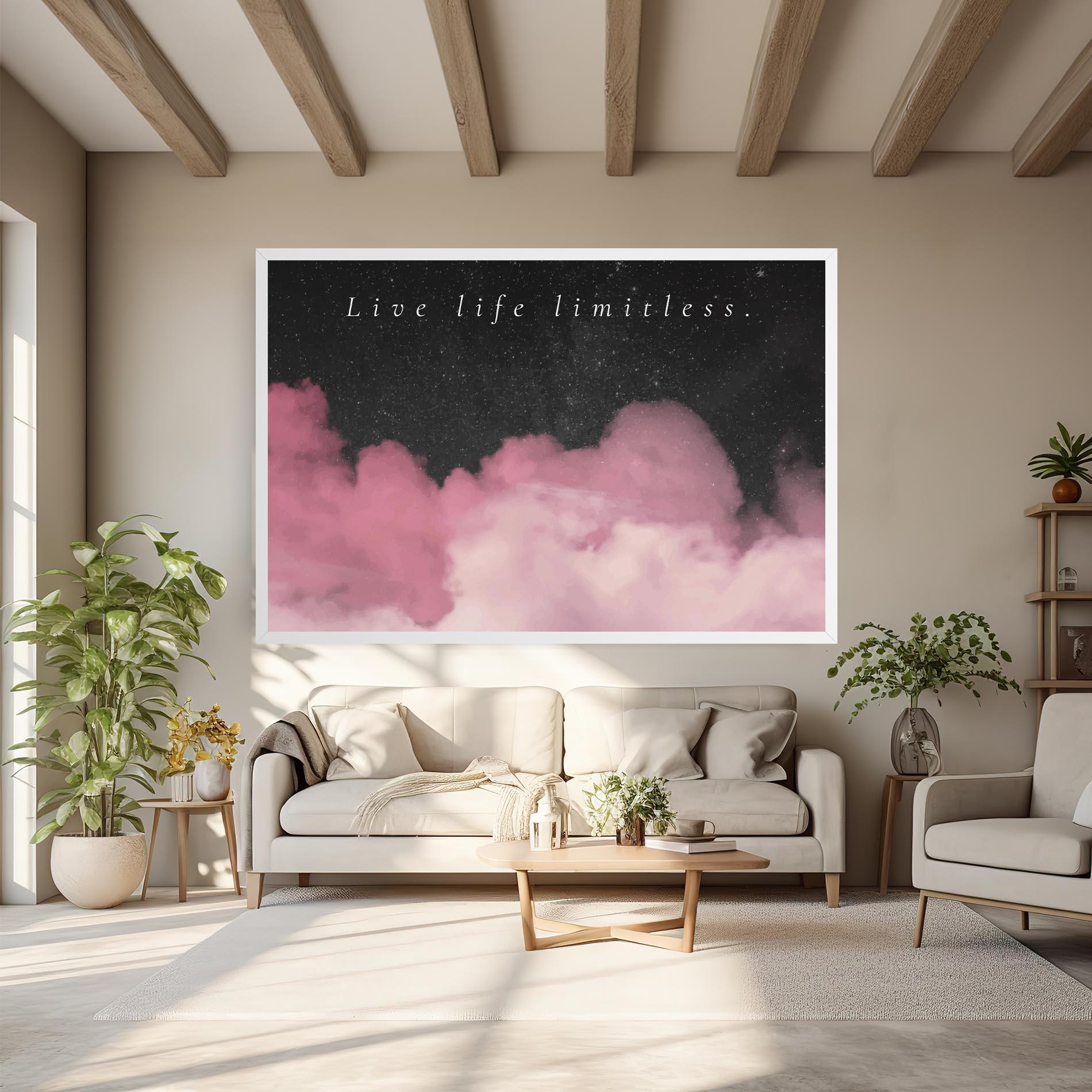 Leinwandbild Clouds Text Pink mockup 6